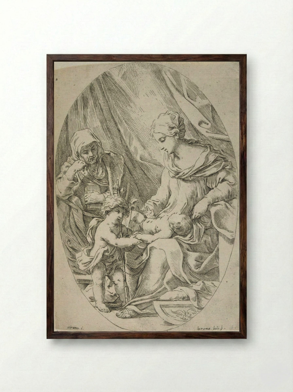 The Holy Family - Lorenzo Lolli - Framed Print Dark Wood