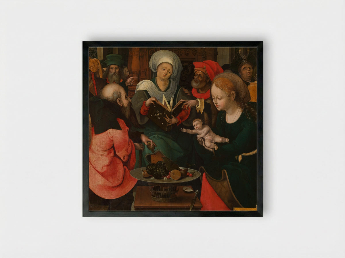 The Holy Kinship - Master of the Lille Adoration - Framed Print Black