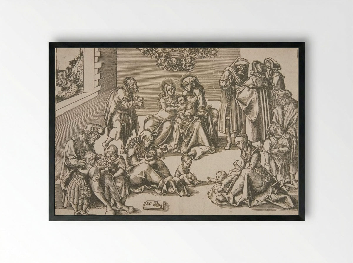 The Holy Kinship - Lucas Cranach the Elder - Framed Print Black