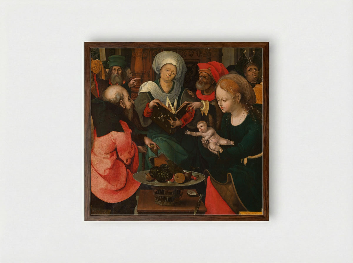 The Holy Kinship - Master of the Lille Adoration - Framed Print Dark Wood