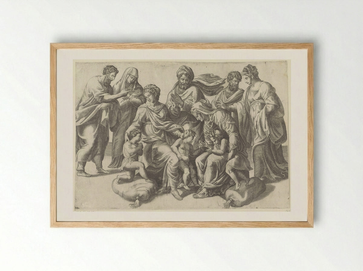 The Holy Kinship - Giulio Bonasone - Framed Print Wood