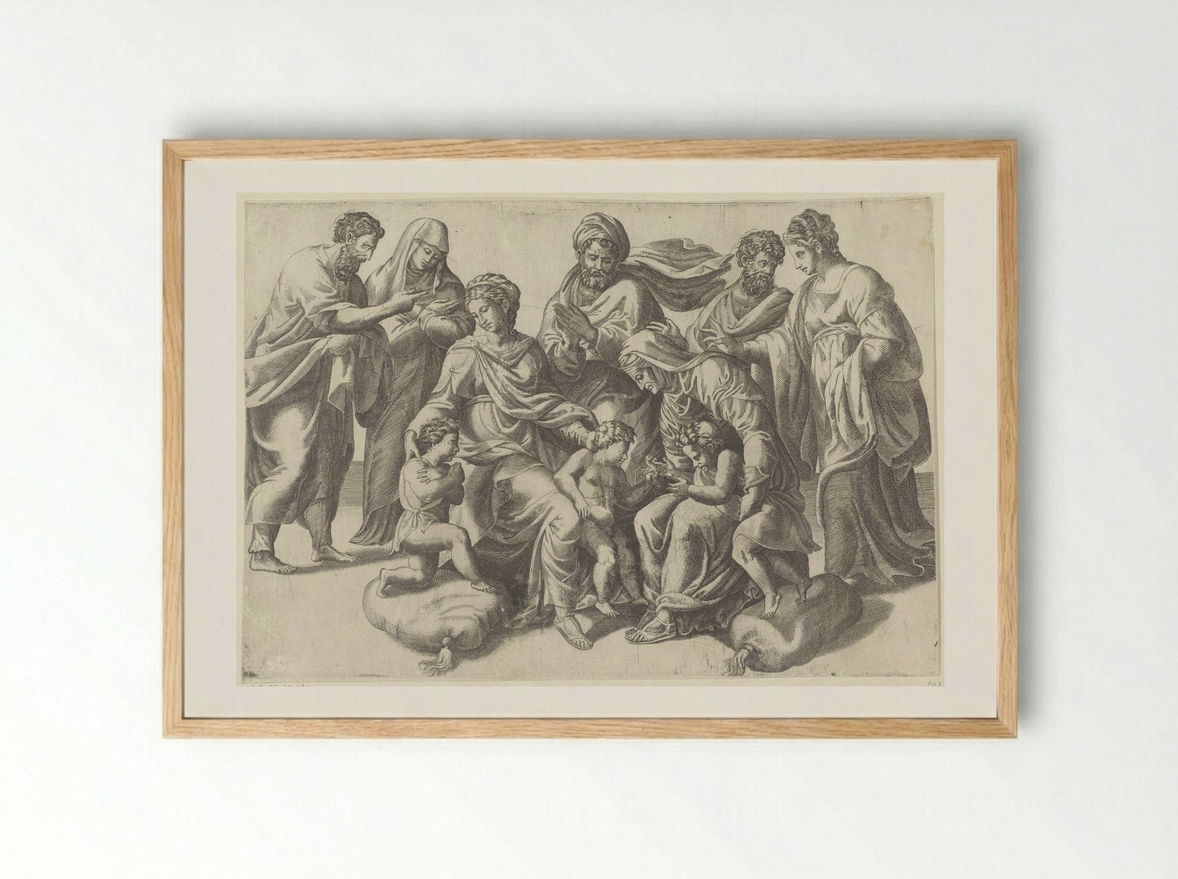 The Holy Kinship - Giulio Bonasone - Framed Print Wood