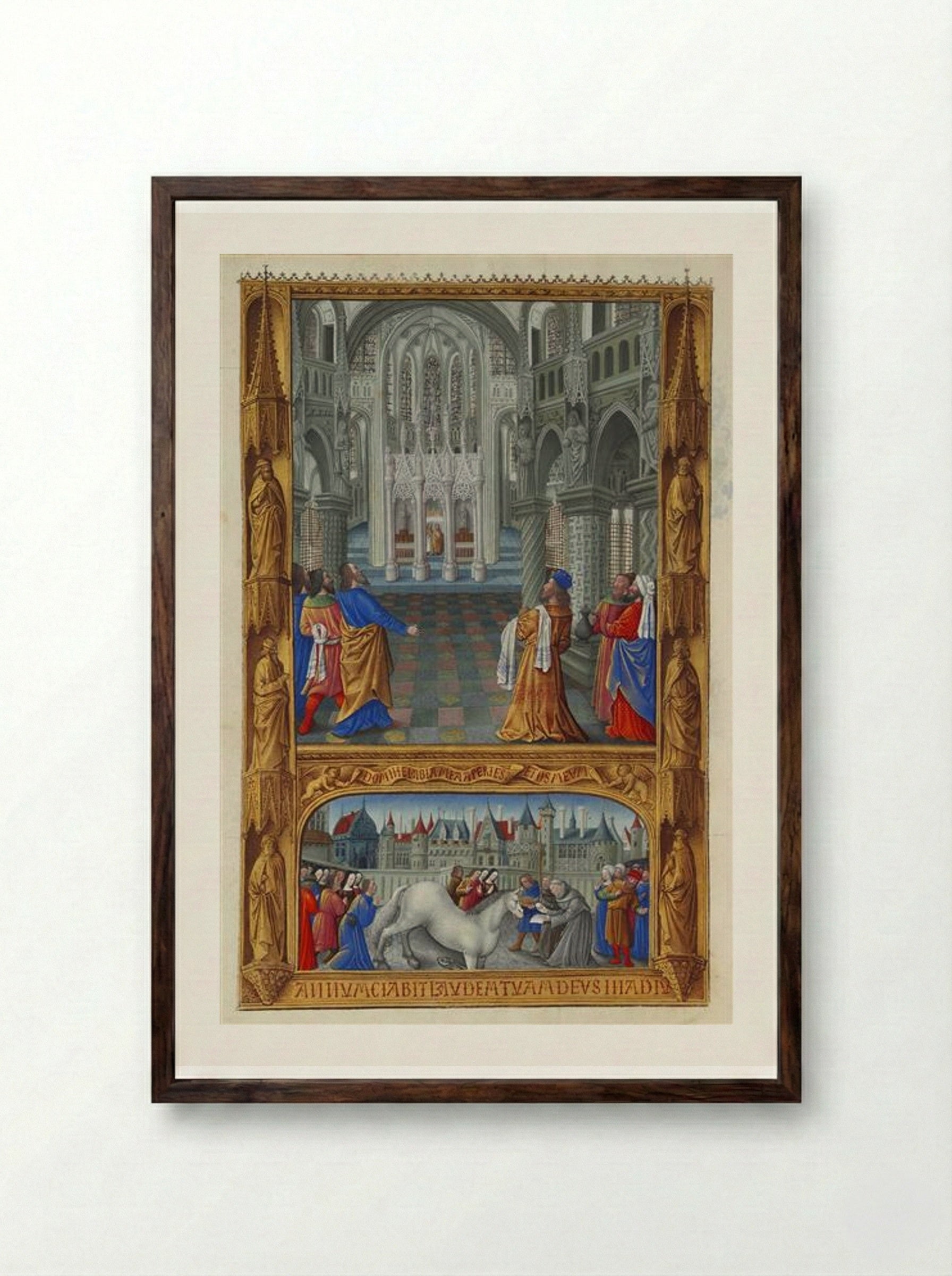 The Holy Sacrament - Limbourg brothers - Framed Print Dark Wood
