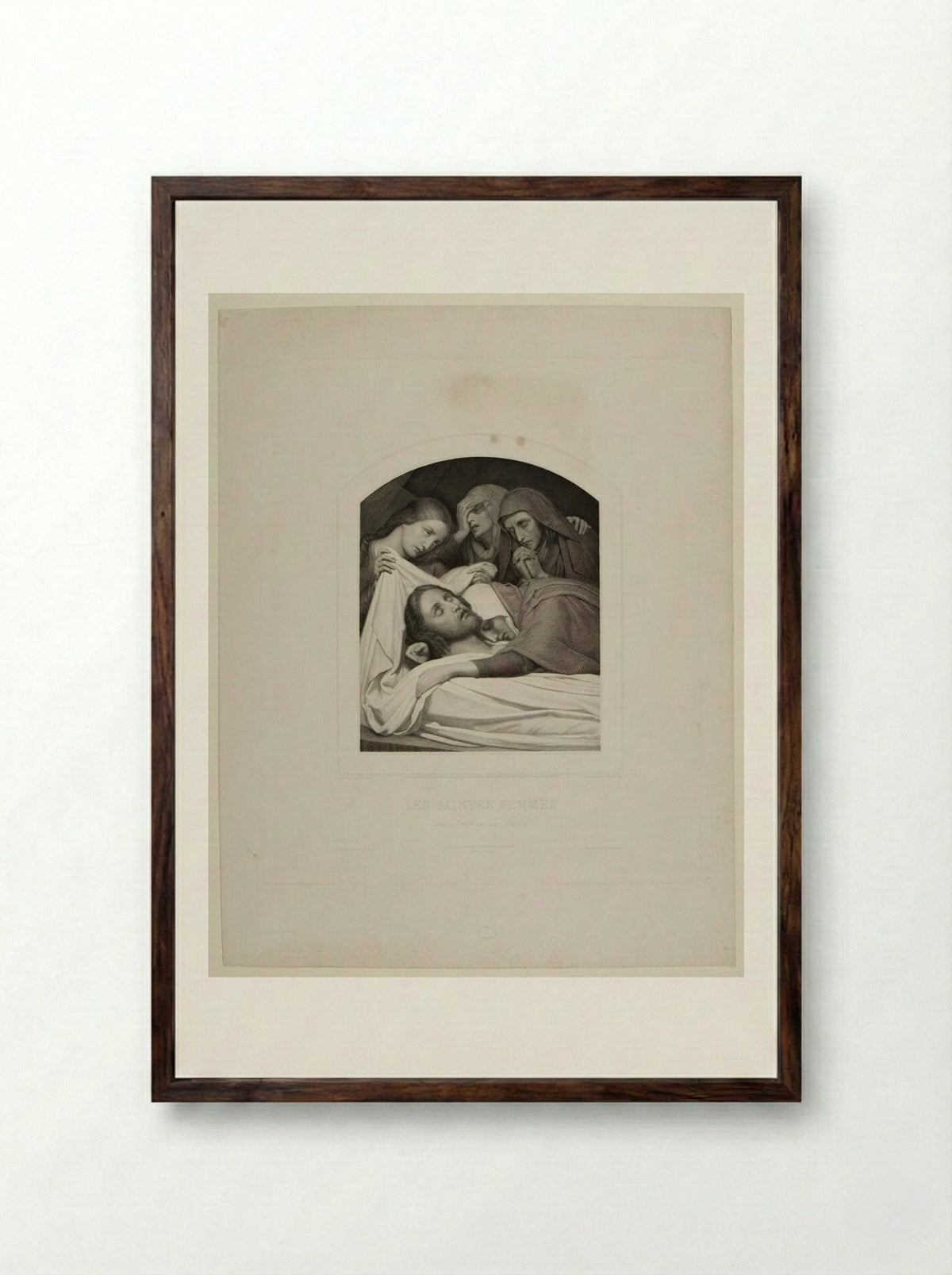 The Holy Women at the Tomb of Christ - Joseph von Keller - Framed Print Dark Wood