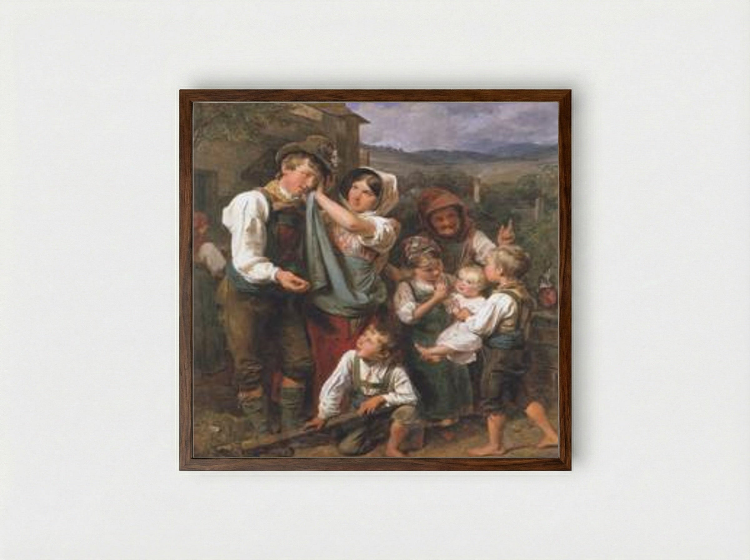 The Homecoming - Ferdinand Georg Waldmüller - Framed Print Dark Wood