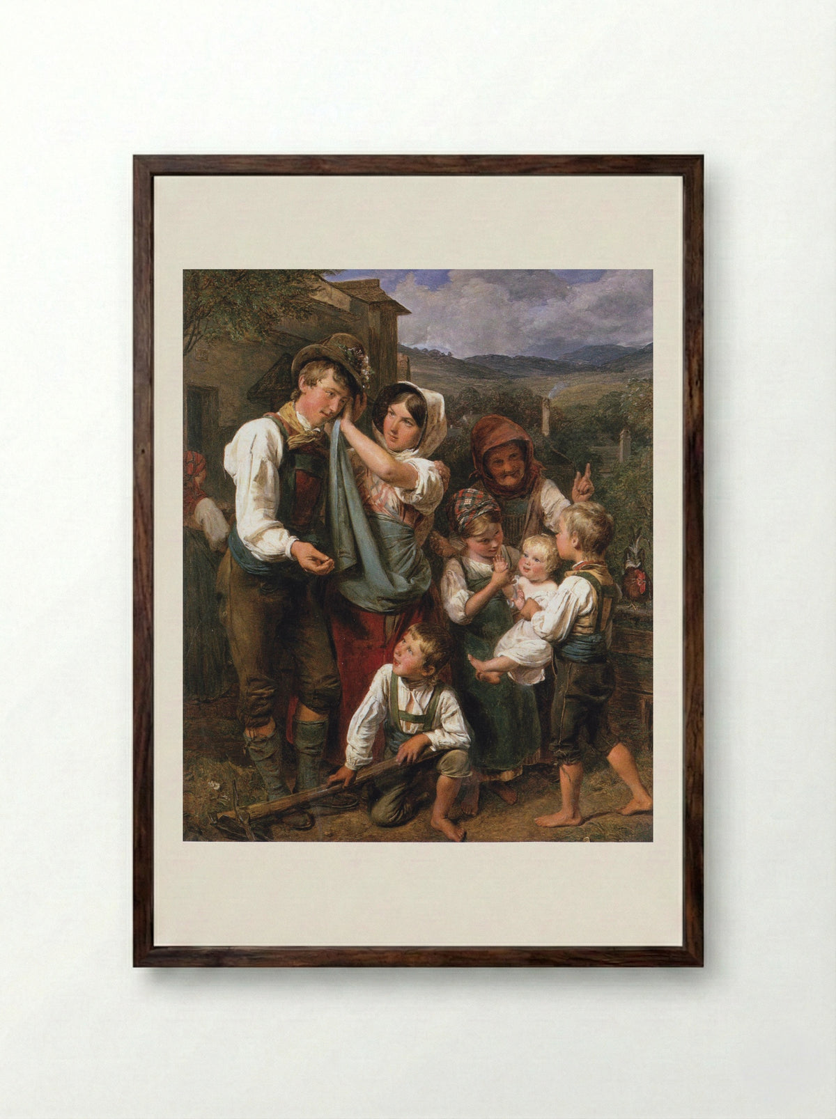 The Homecoming - Ferdinand Georg Waldmüller - Framed Print Dark Wood