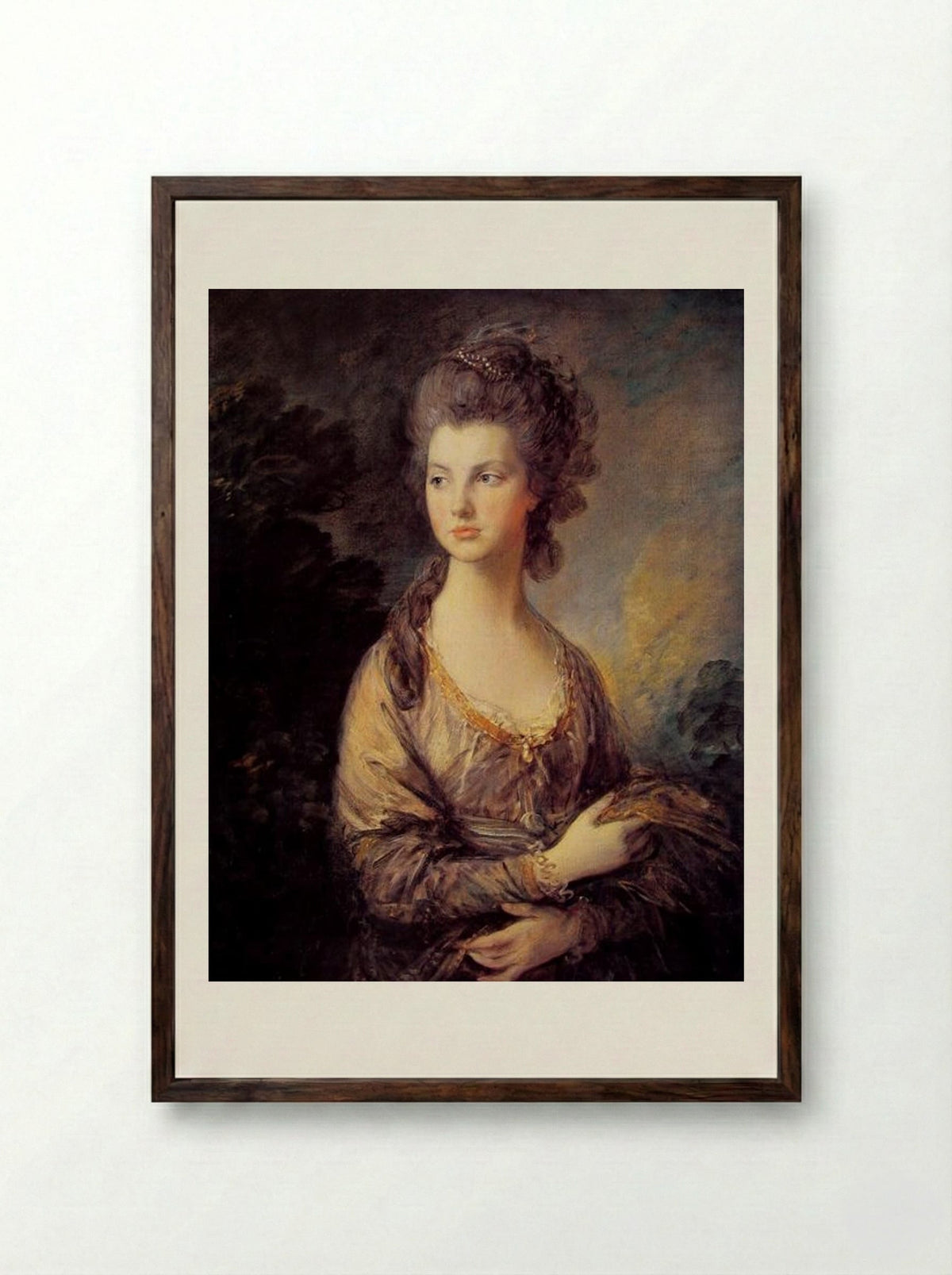 The Hon. Mrs. Graham - Thomas Gainsborough - Framed Print Dark Wood