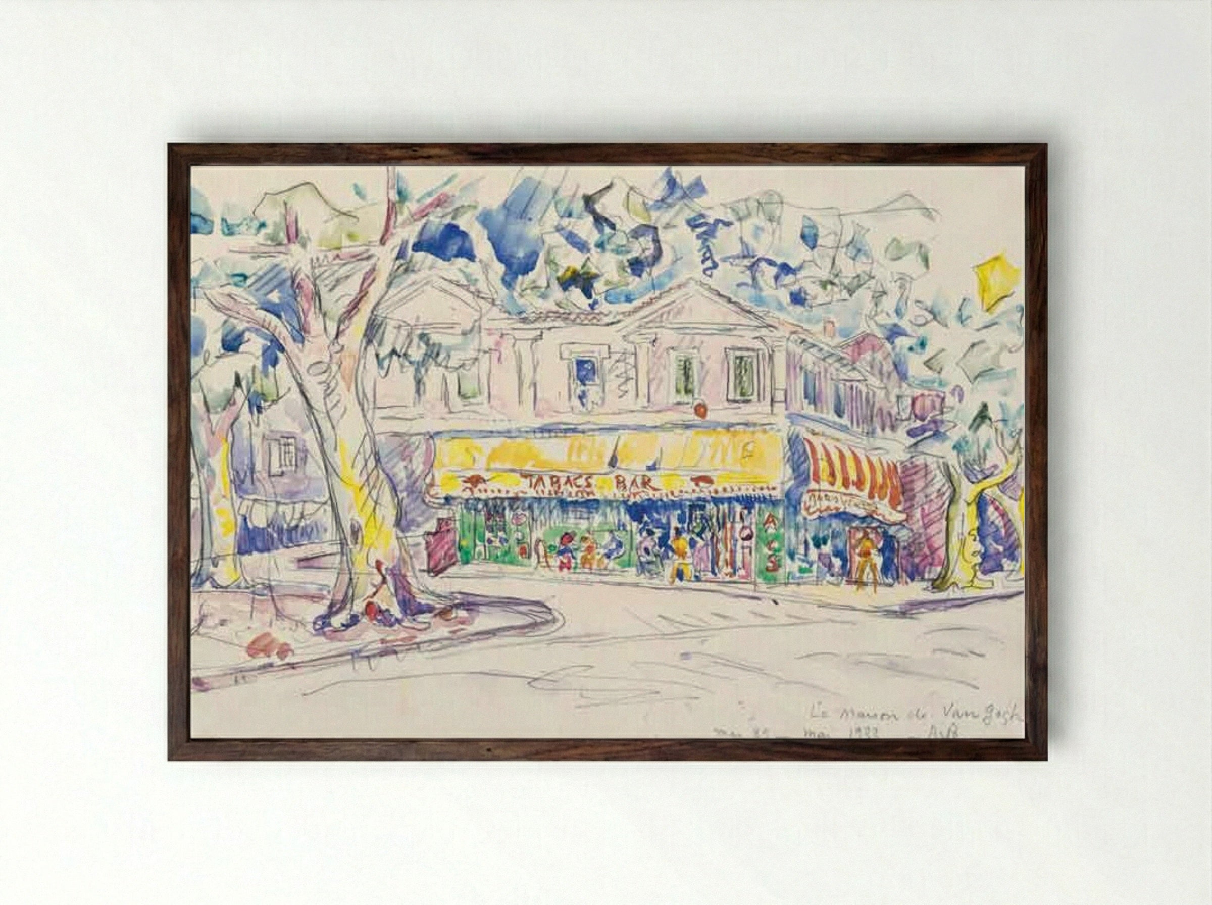 The House of Van Gogh (Arles, place Lamartine) - Paul Signac - Framed Print Dark Wood