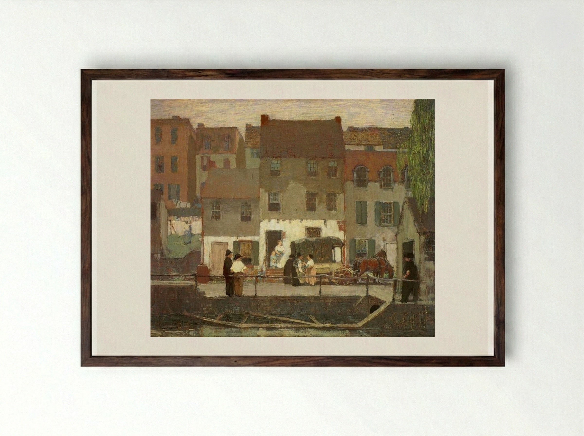 The Huckster Cart - Robert Spencer - Framed Print Dark Wood