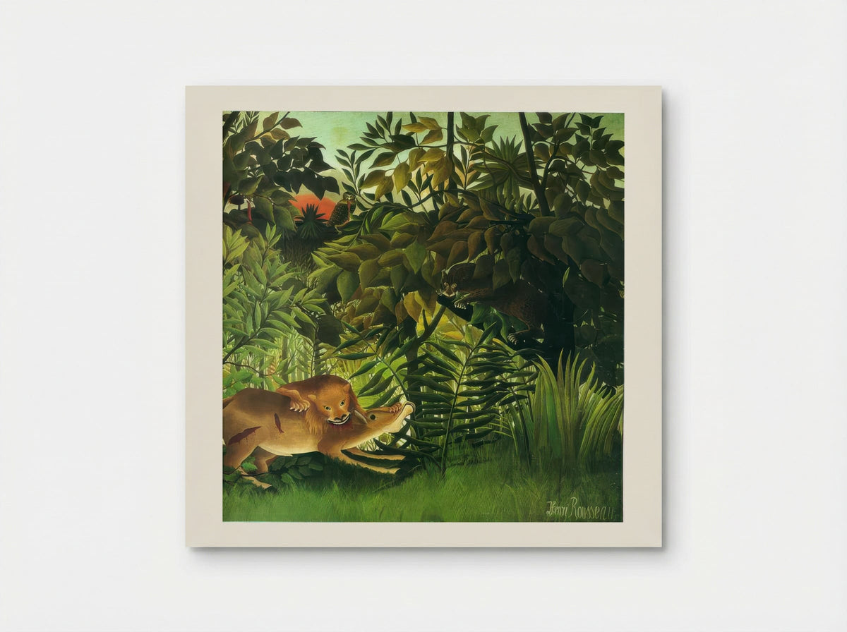 The Hungry Lion by Henri Rousseau – Jungle Wildlife Art Print - Poster