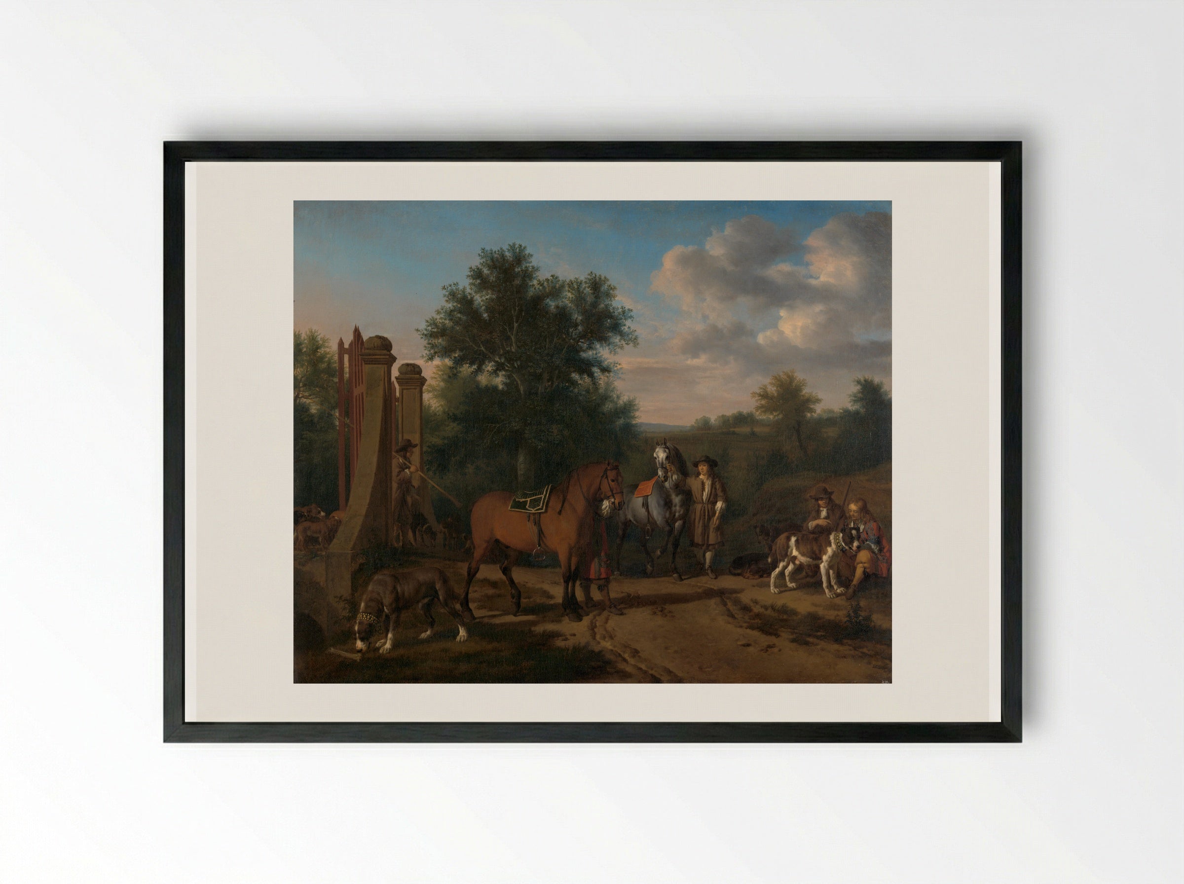 The Hunting Party - Adriaen van de Velde - Framed Print Black