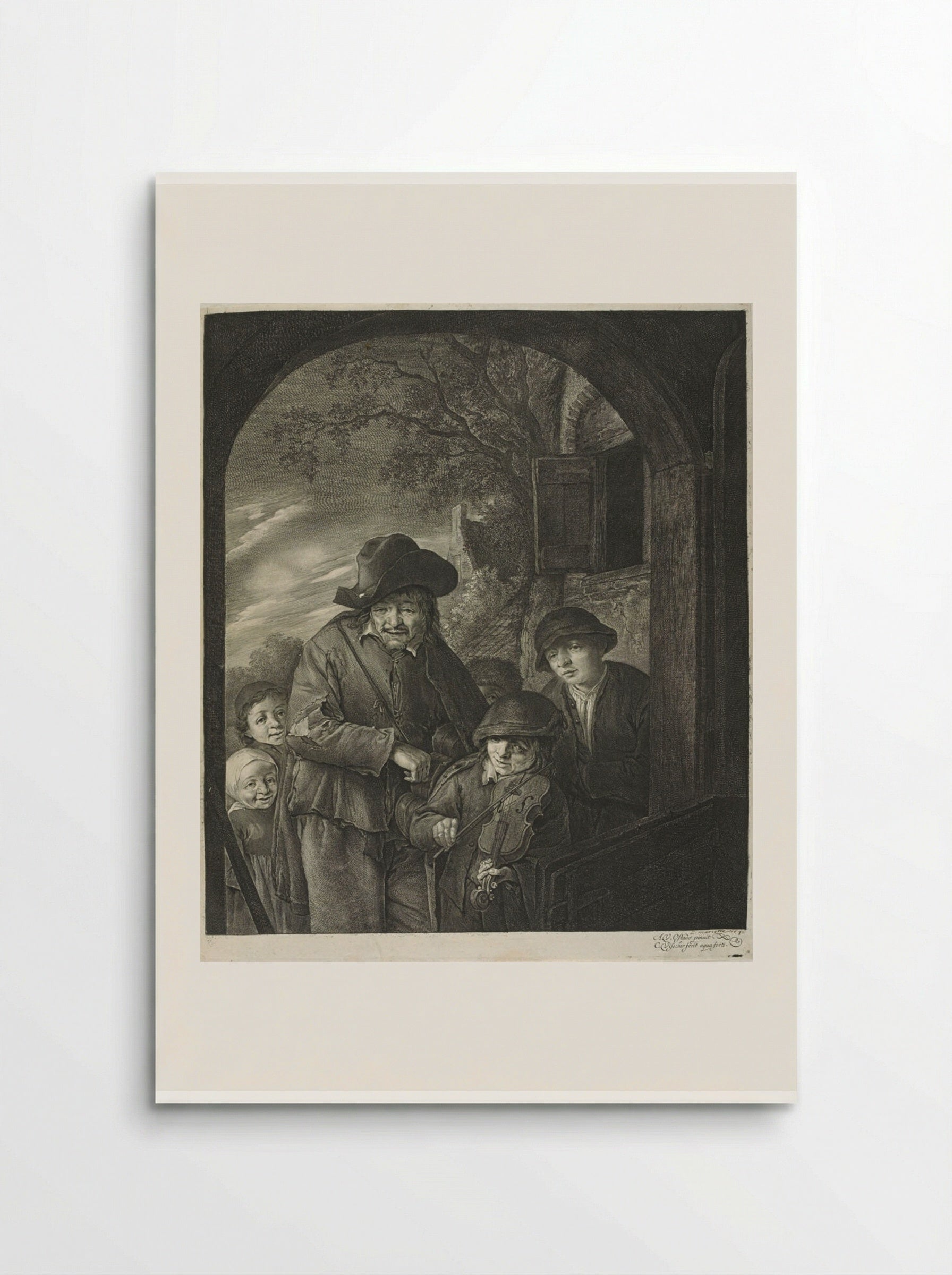 The Hurdy-Gurdy Player - Cornelis Visscher - Poster