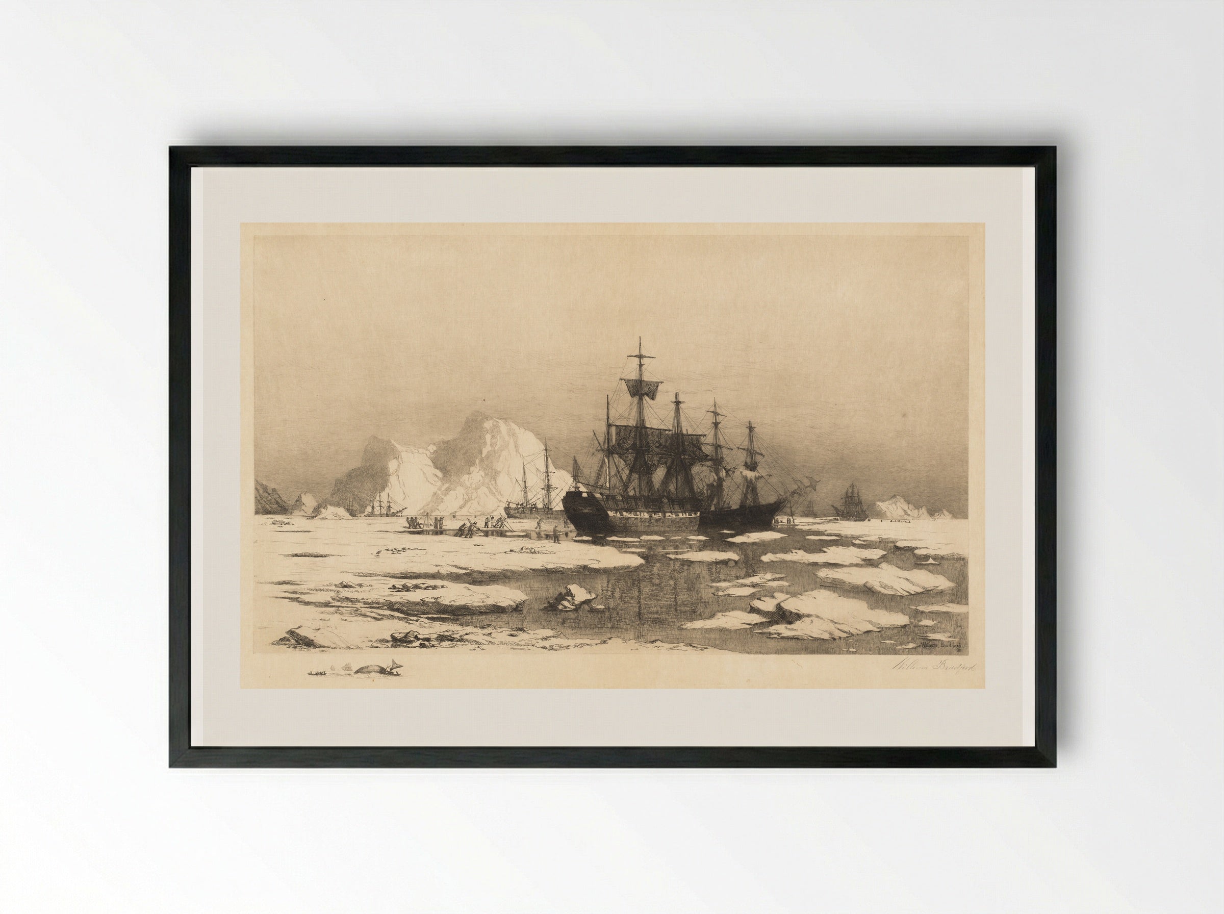 The Ice Floes - William Bradford - Framed Print Black