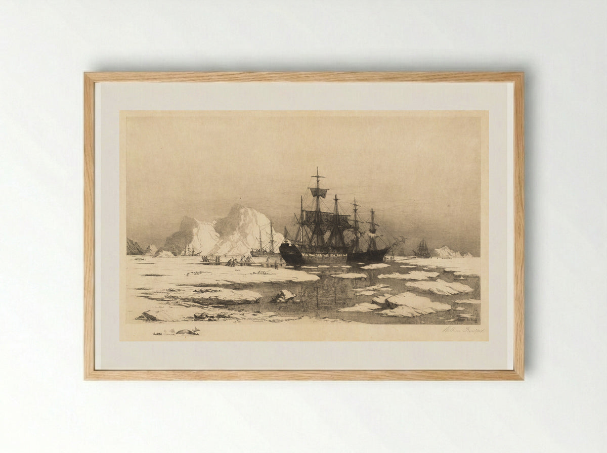 The Ice Floes - William Bradford - Framed Print Wood