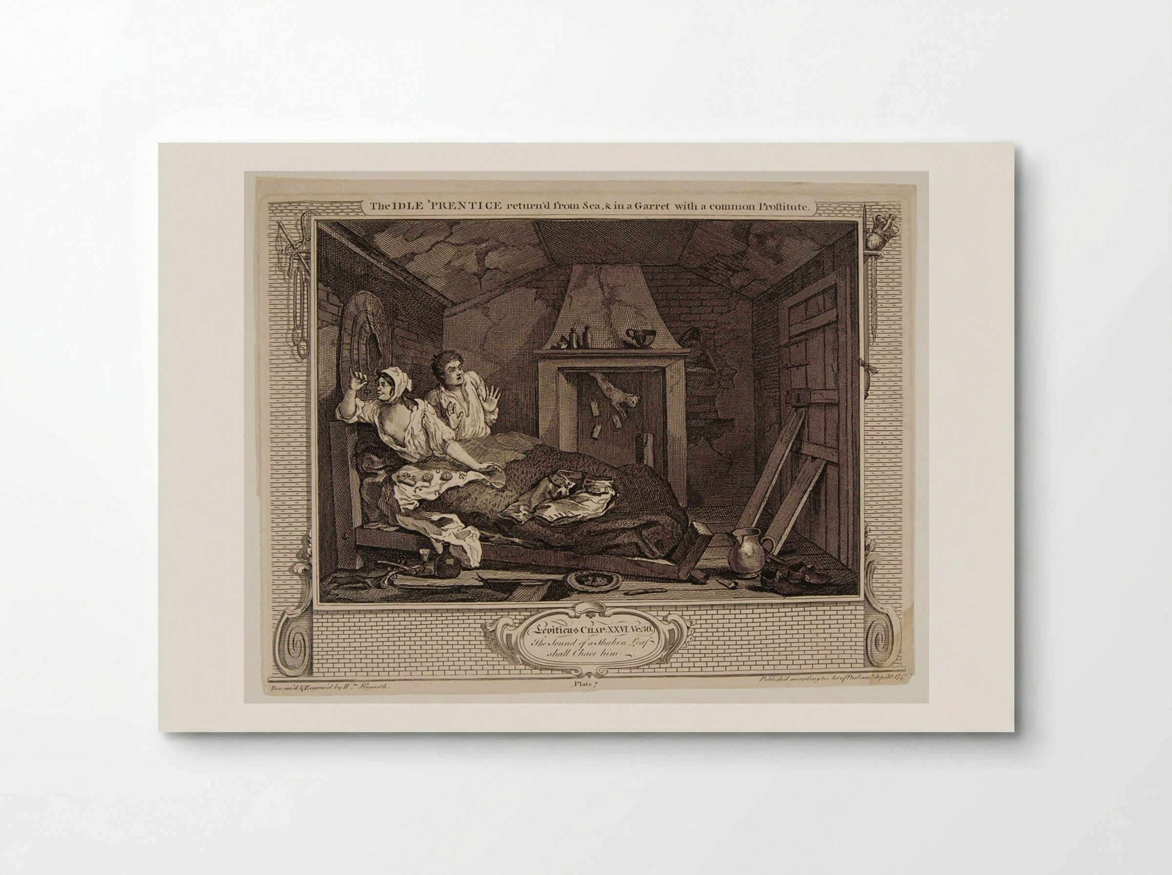 The Idle 'Prentice Return'd from Sea, and in a Garret with a Common Prostitute - William Hogarth - Poster