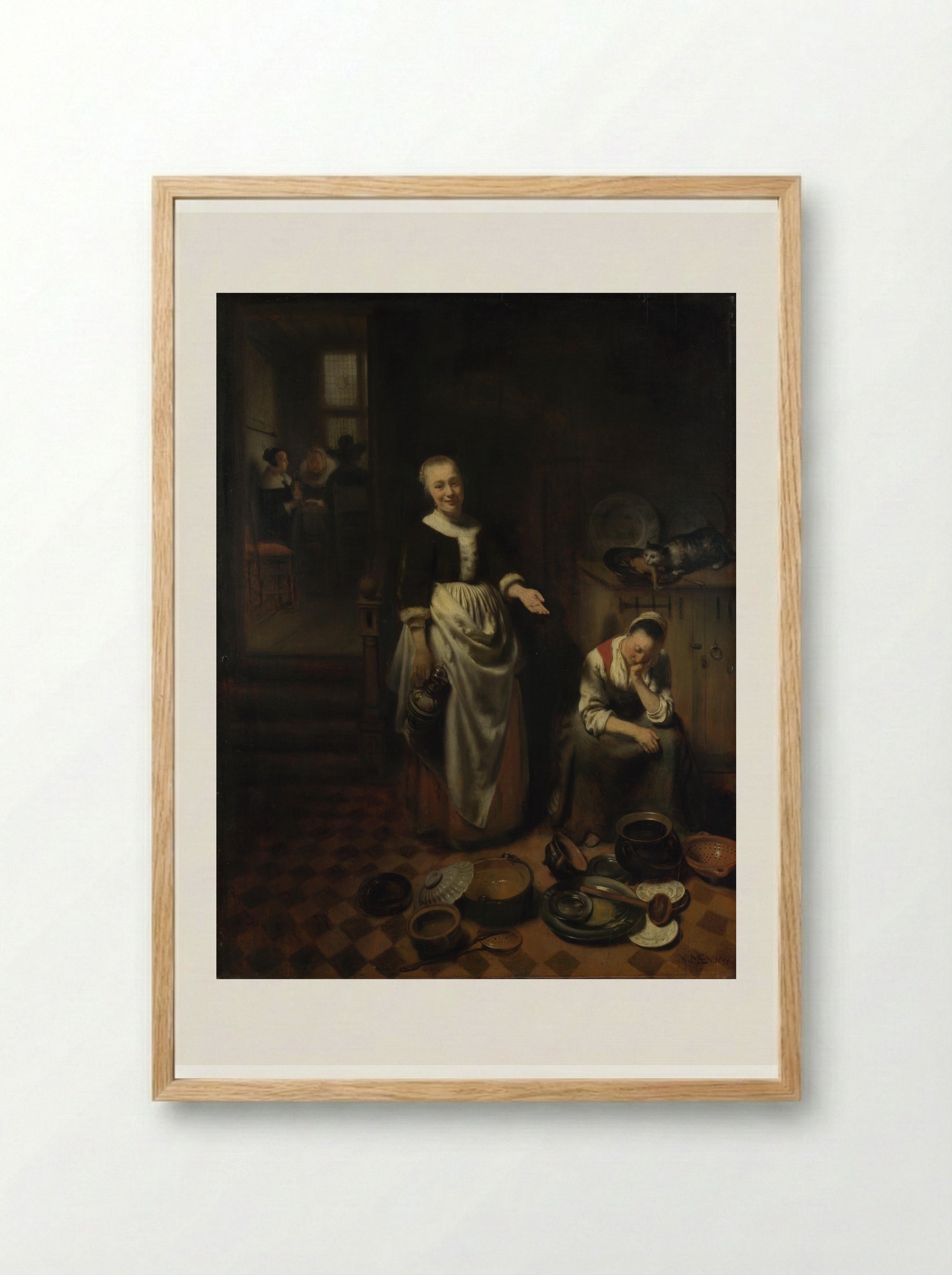 The Idle Servant - Nicolaes Maes - Framed Print Wood