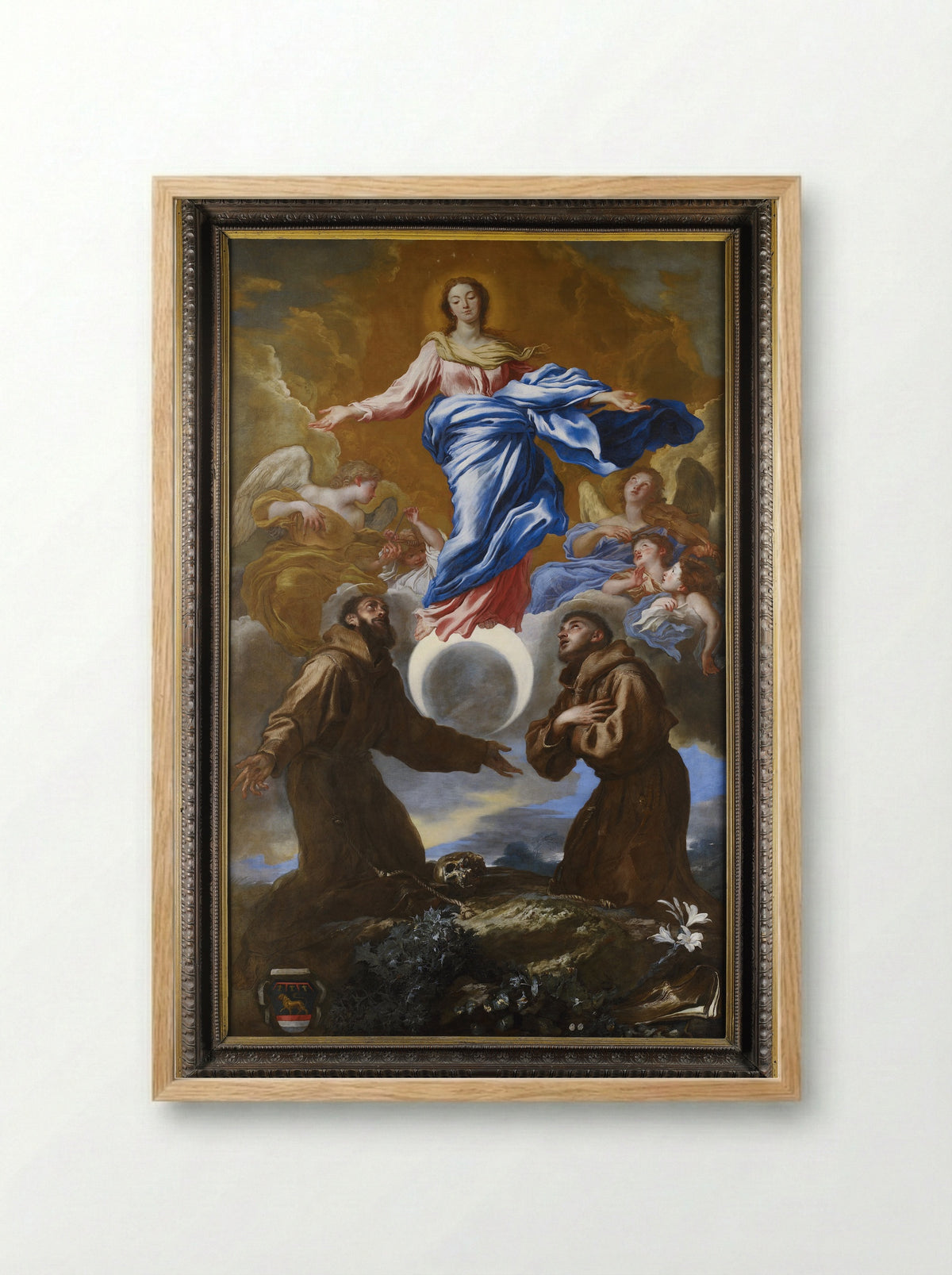 The Immaculate Conception with Saints Francis and Anthony of Padua - Giovanni Benedetto Castiglione - Framed Print Wood