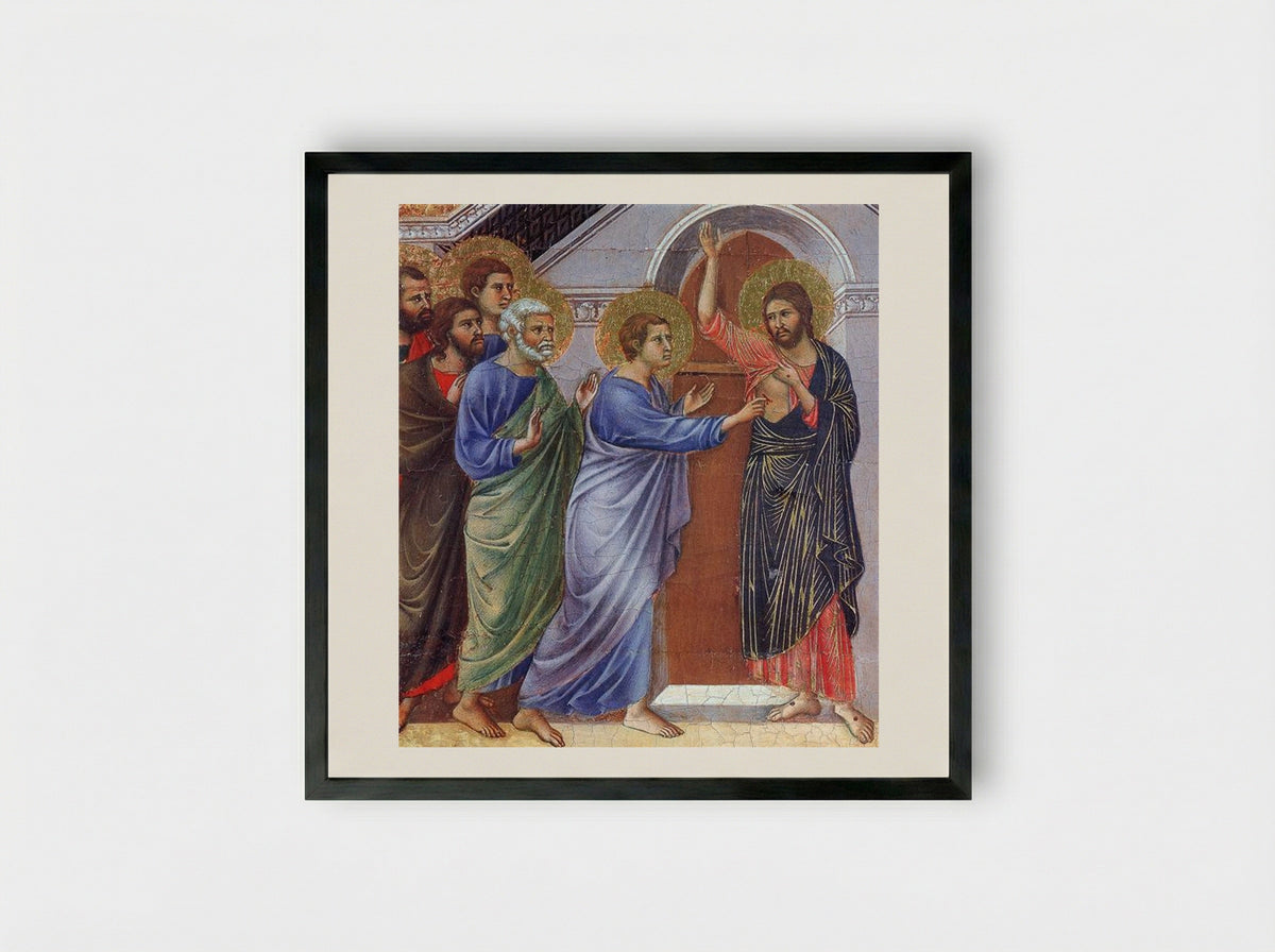The Incredulity of Saint Thomas - Duccio di Buoninsegna - Framed Print Black