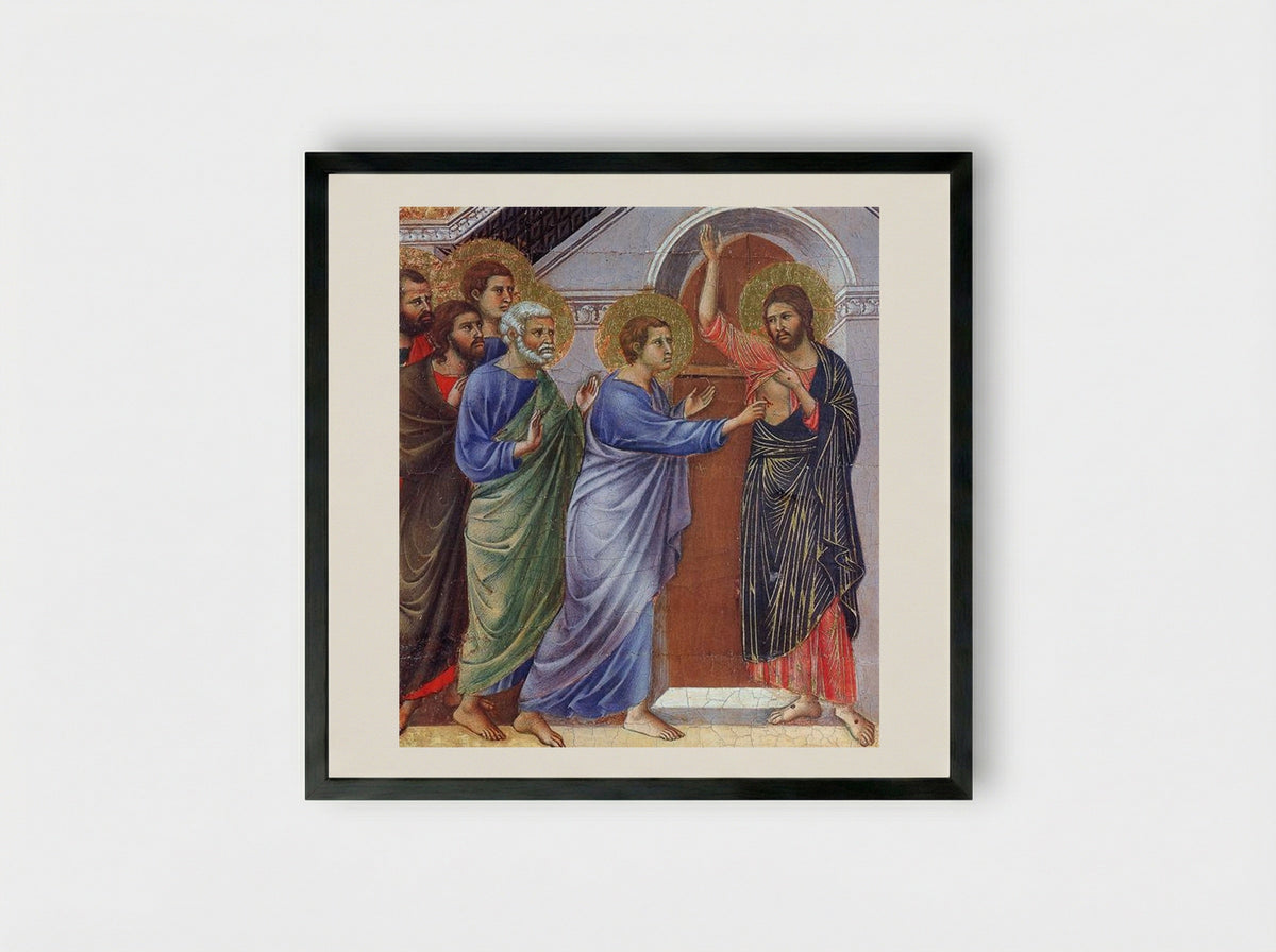 The Incredulity of Saint Thomas - Duccio di Buoninsegna - Framed Print Black