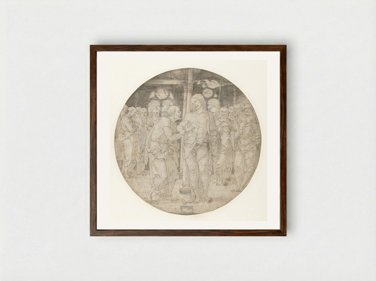 The Incredulity of Saint Thomas - Nicolaas Hogenberg - Framed Print Dark Wood