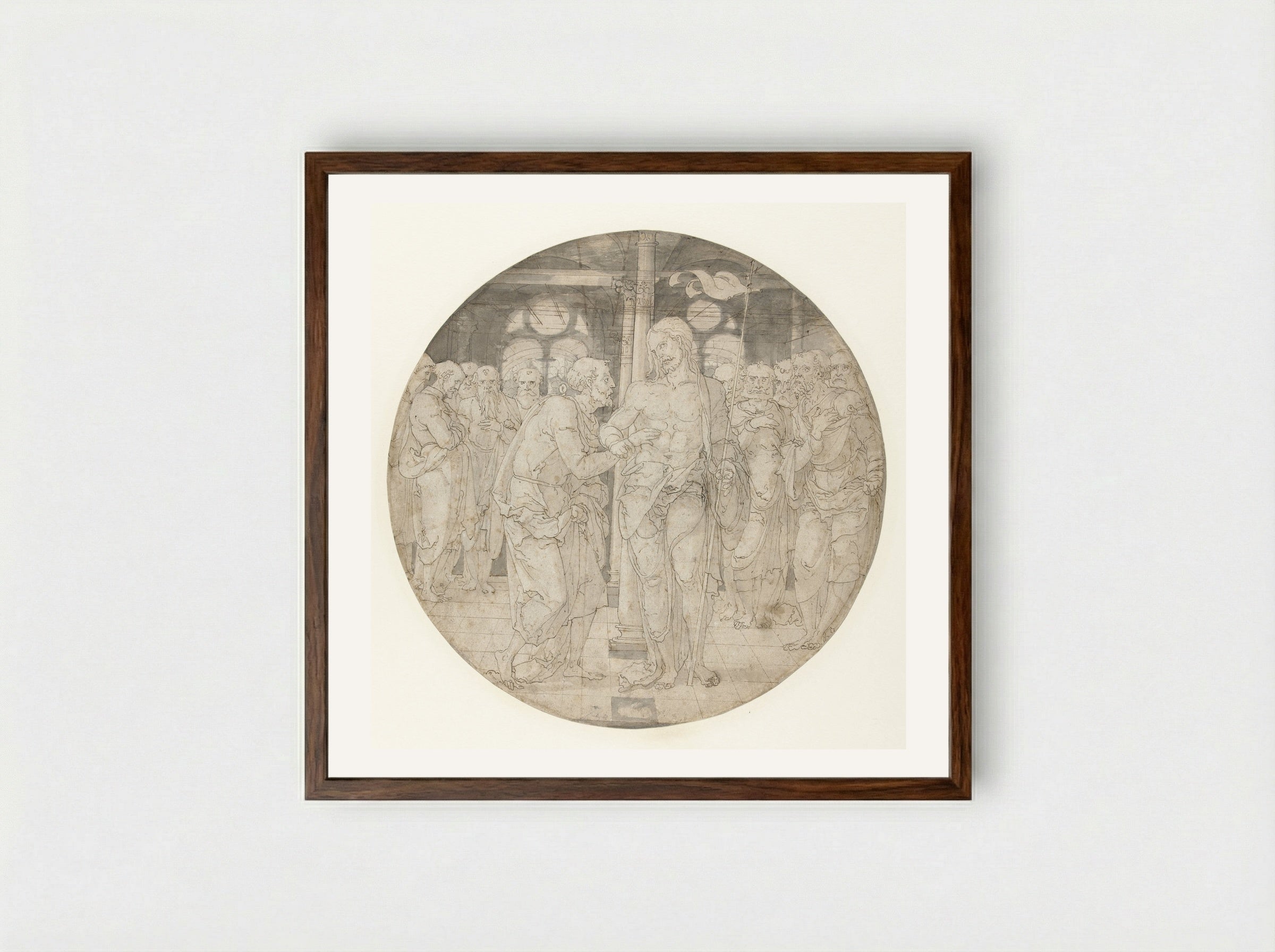 The Incredulity of Saint Thomas - Nicolaas Hogenberg - Framed Print Dark Wood