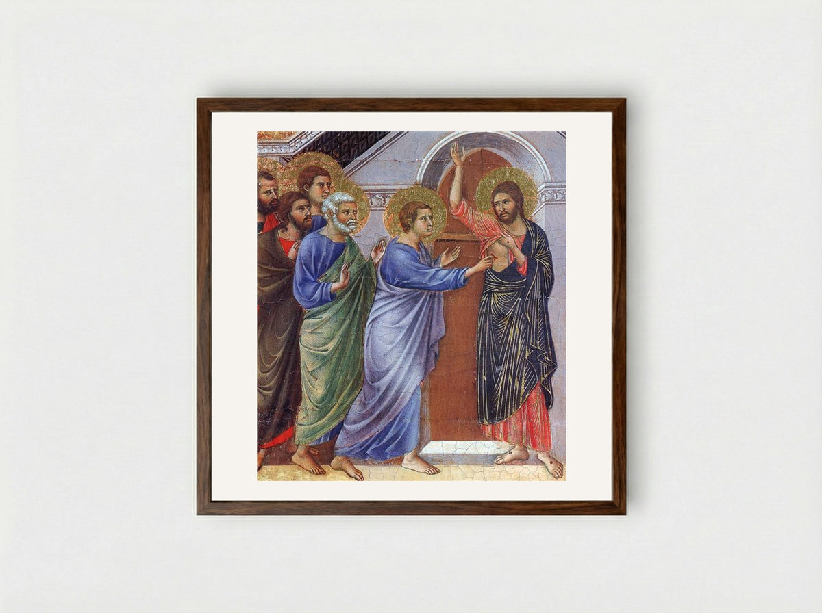 The Incredulity of Saint Thomas - Duccio di Buoninsegna - Framed Print Dark Wood