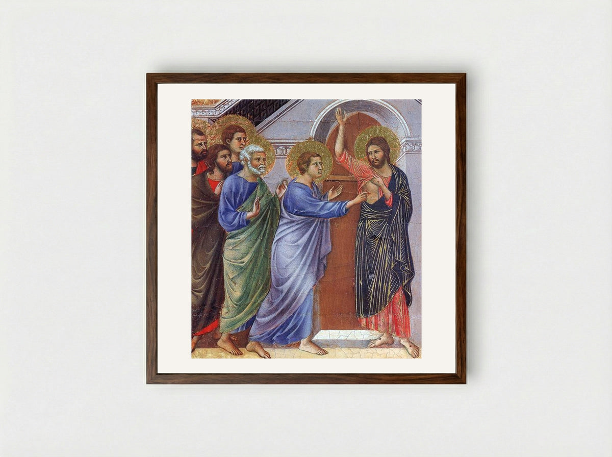 The Incredulity of Saint Thomas - Duccio di Buoninsegna - Framed Print Dark Wood