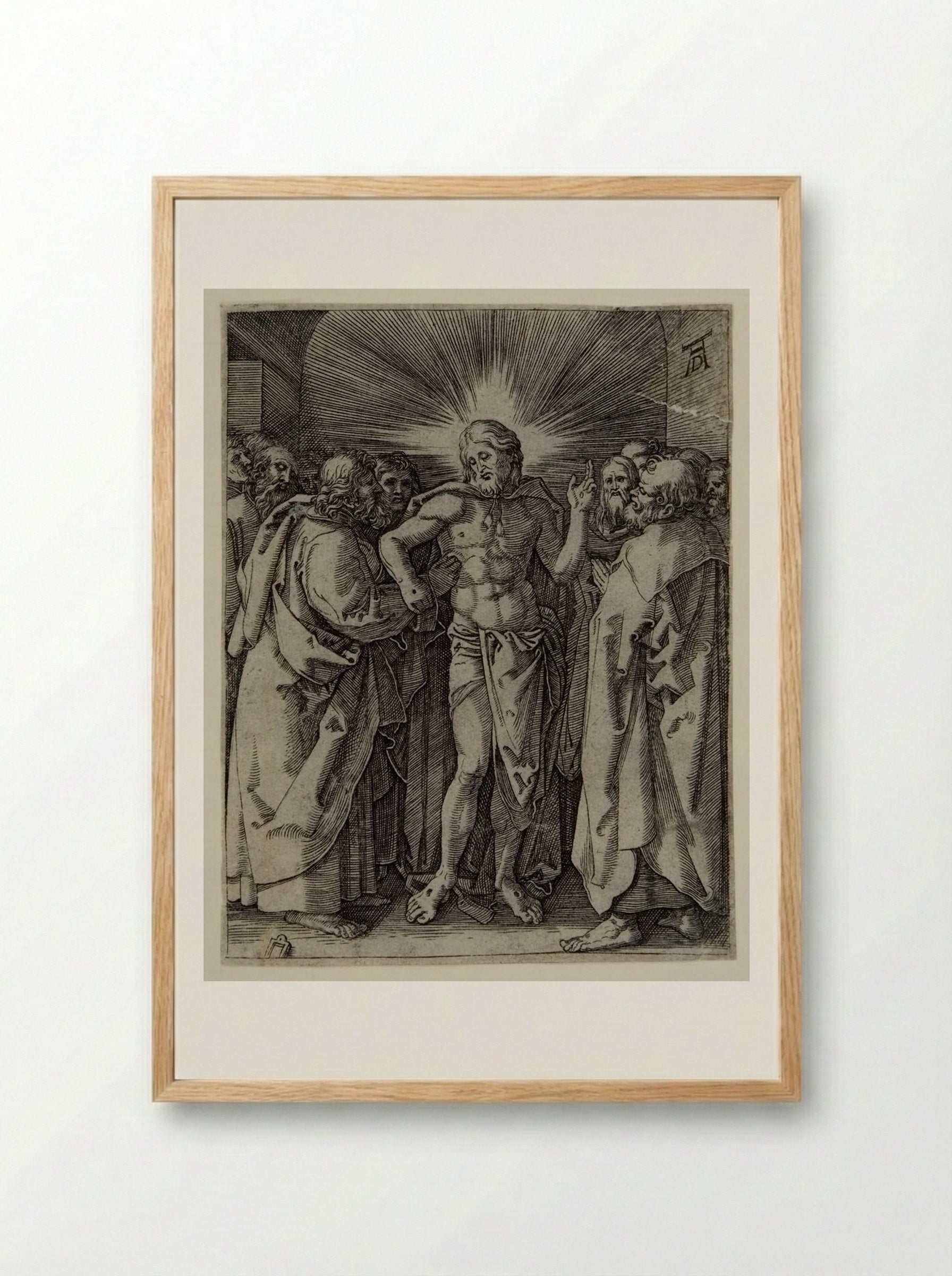 The Incredulity of Thomas - Marcantonio Raimondi - Framed Print Wood