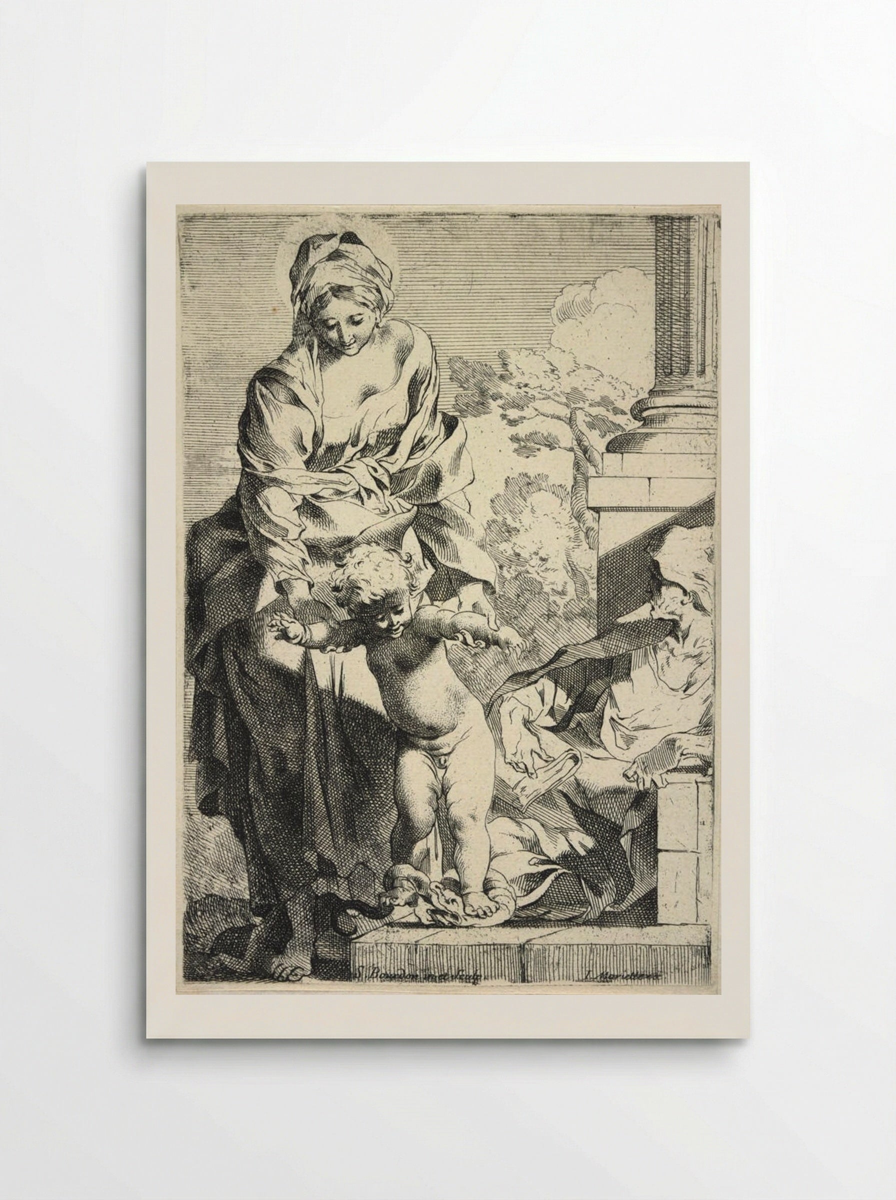 The Infant Jesus Trampling the Serpent of Sin Underfoot - Sébastien Bourdon - Poster