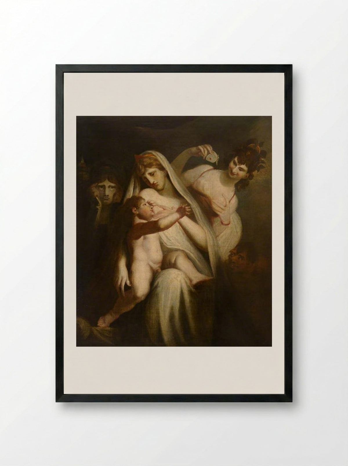 The Infant Shakespeare between Tragedy and Comedy - Henry Fuseli - Framed Print Black