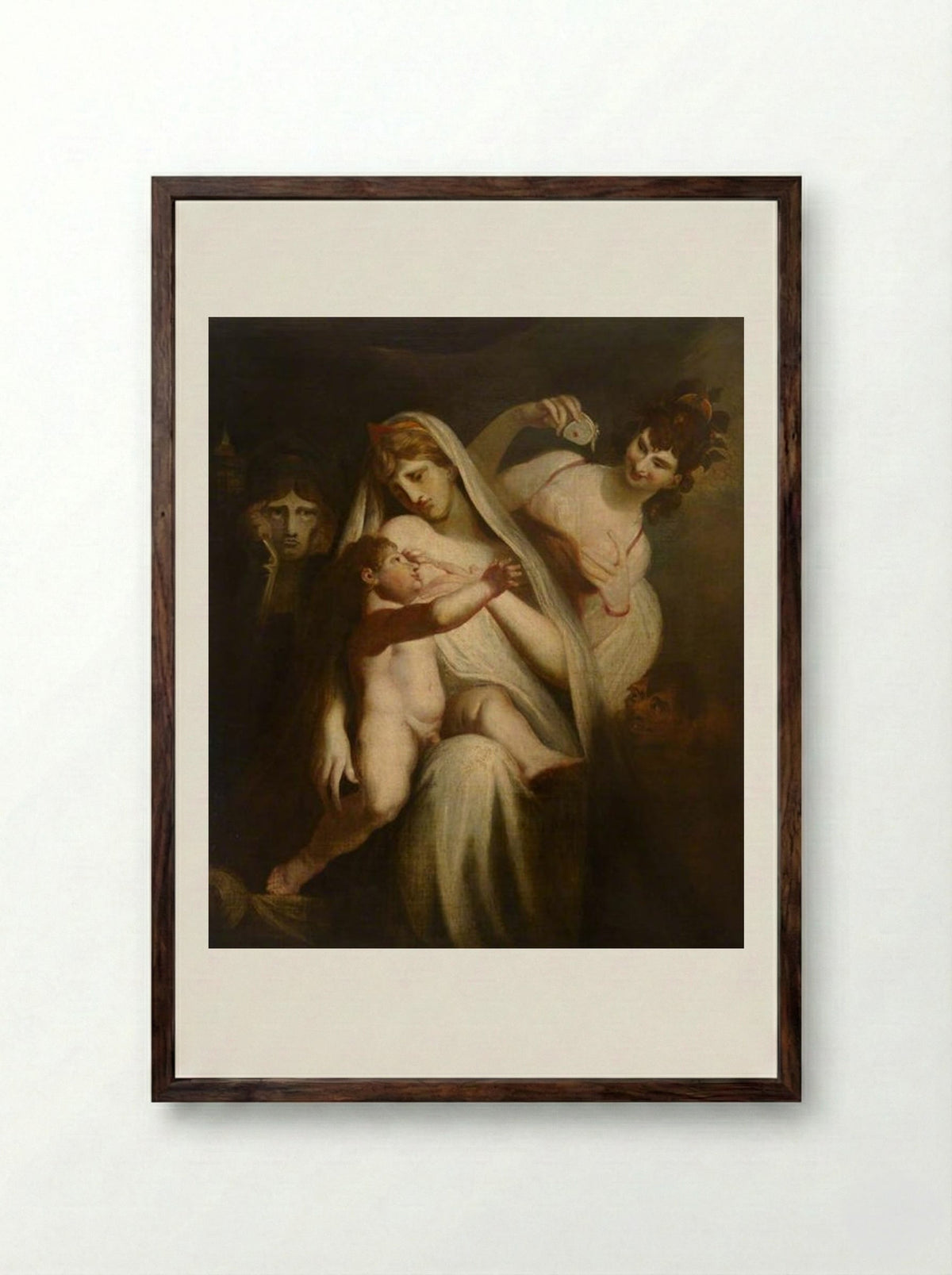 The Infant Shakespeare between Tragedy and Comedy - Henry Fuseli - Framed Print Dark Wood