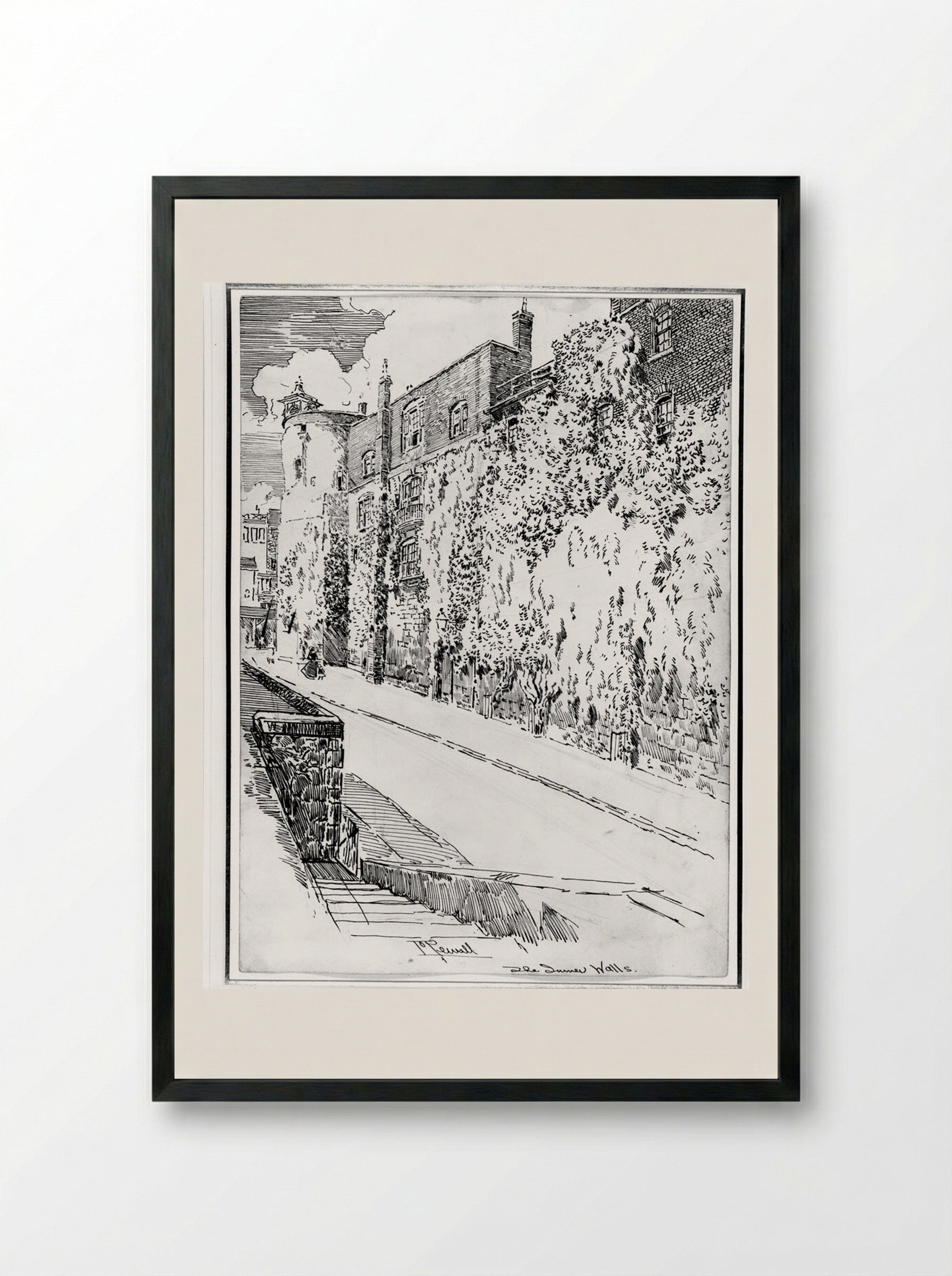 The Inner Walls - Joseph Pennell - Framed Print Black
