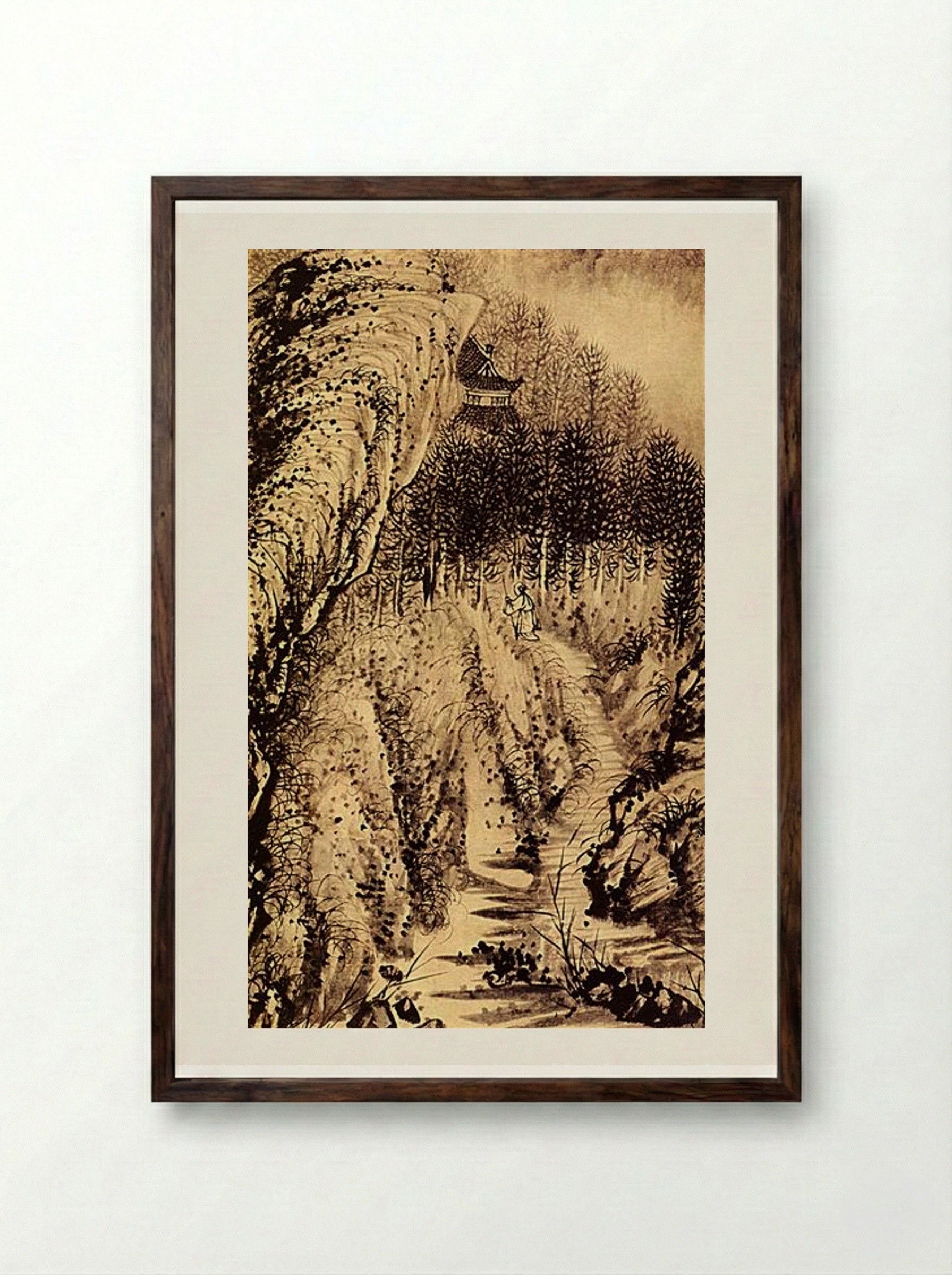 The Instant - Shitao - Framed Print Dark Wood