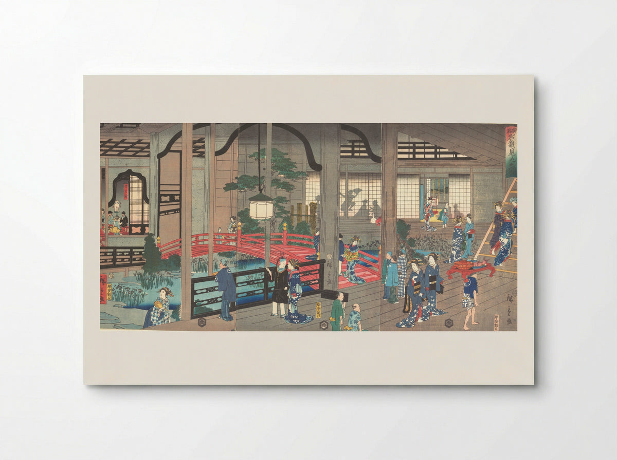 The Interior of the Gankiro Tea House in Yokohama - Suzuki Hiroshige II - Poster