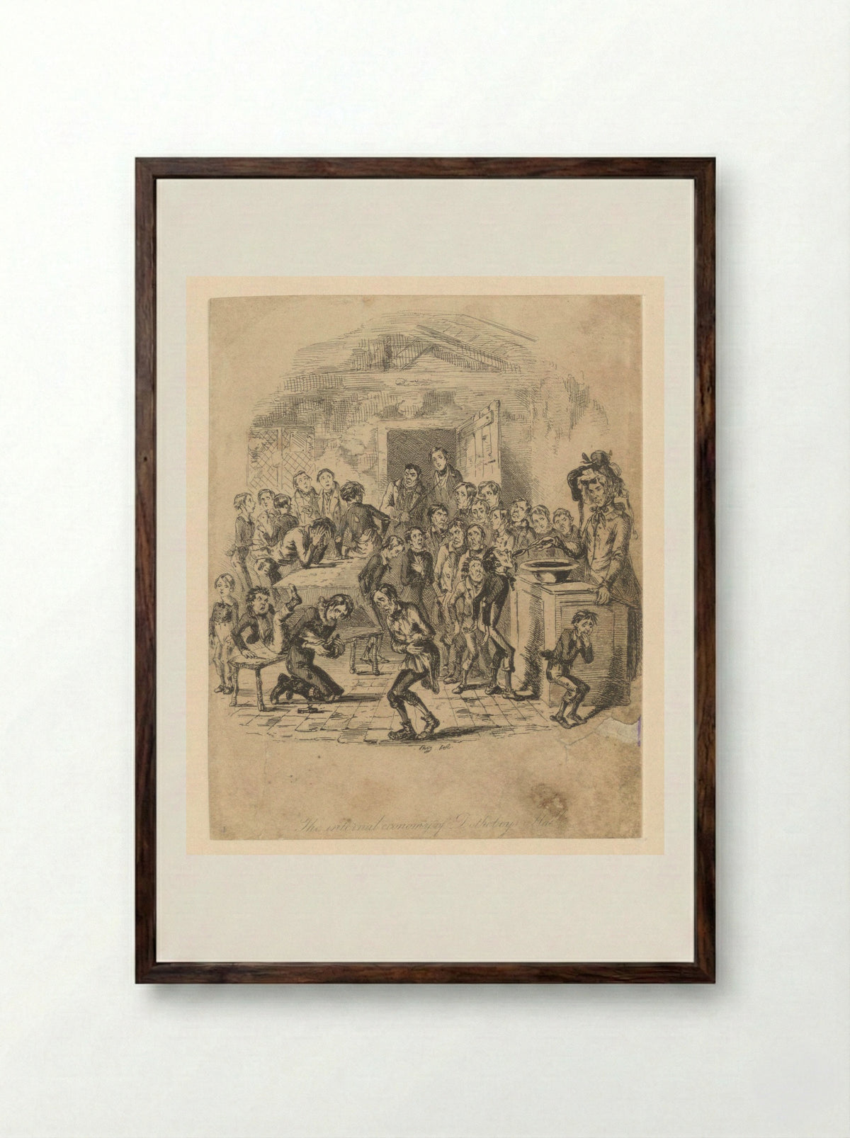 The Internal Economy of Dotheboys Hall - Phiz (Hablot Knight Browne) - Framed Print Dark Wood
