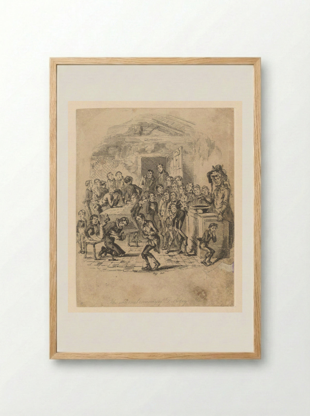 The Internal Economy of Dotheboys Hall - Phiz (Hablot Knight Browne) - Framed Print Wood