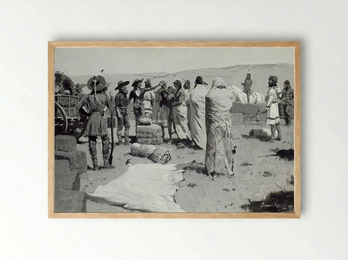 The Interpreter Waved at the Youth - Frederic Remington - Framed Print Wood