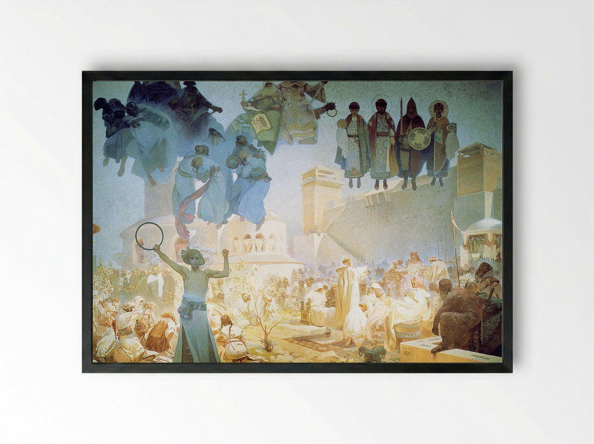 The Introduction of the Slavonic Liturgy - Alphonse Mucha - Framed Print Black