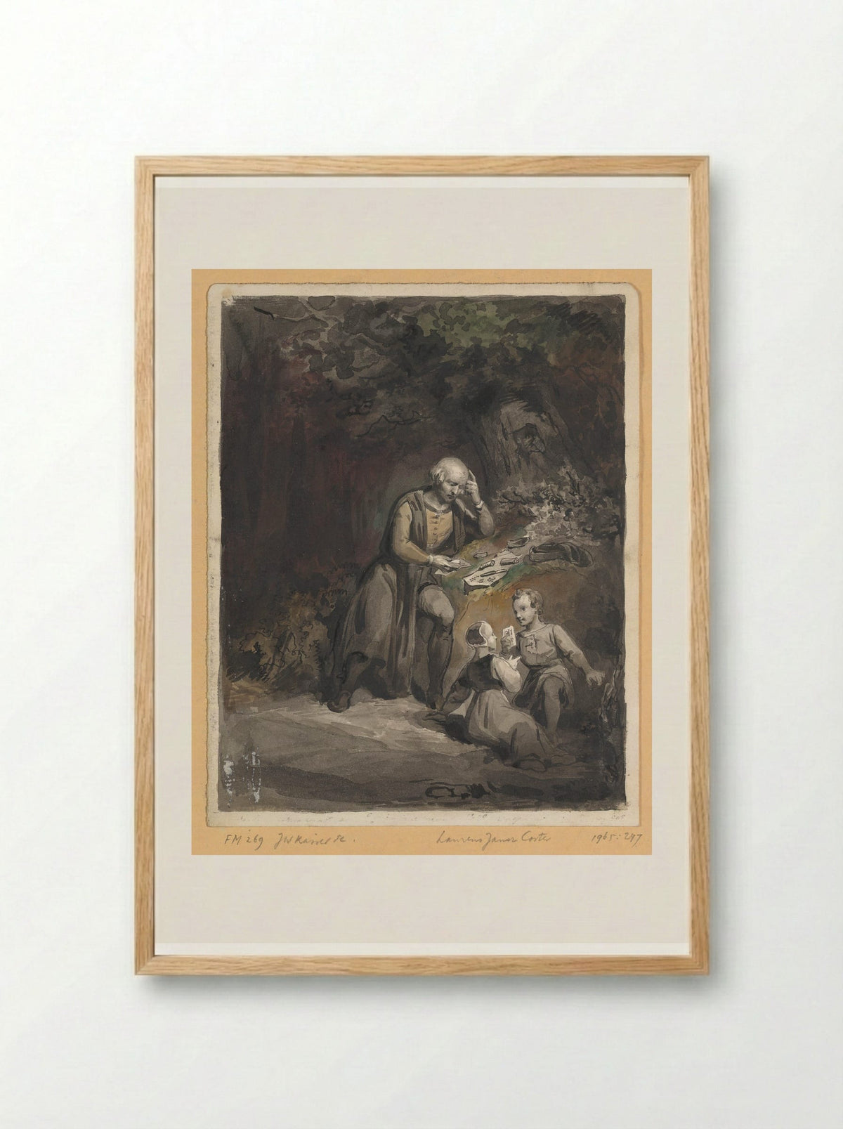 The Invention of Printing by Laurens Janszoon Coster in Haarlem - Johann Wilhelm Kaiser - Framed Print Wood