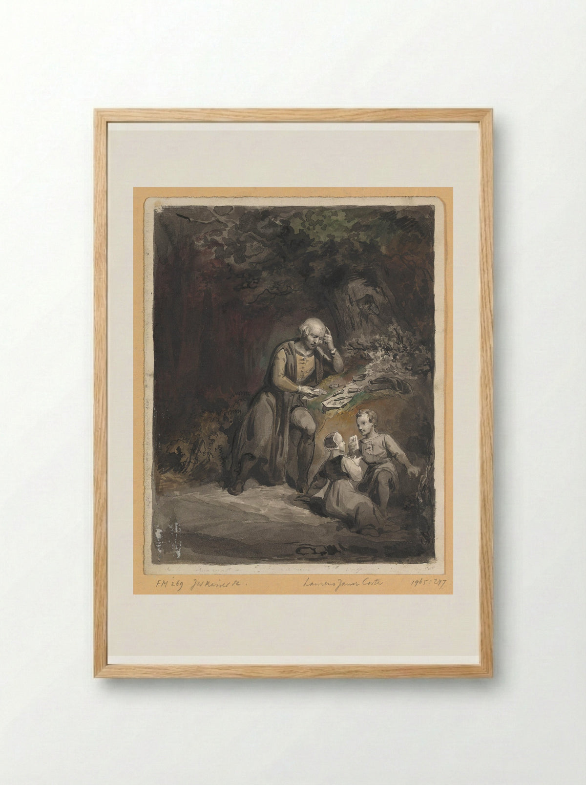 The Invention of Printing by Laurens Janszoon Coster in Haarlem - Johann Wilhelm Kaiser - Framed Print Wood