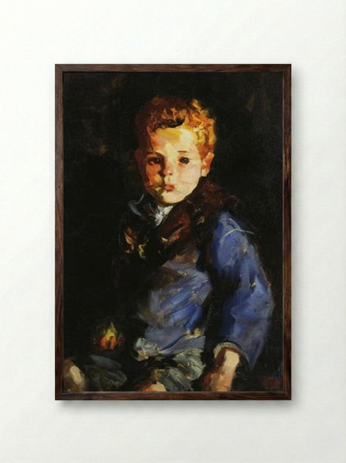 The Irish Boy in Blue Denim - Anthony Lavelle - Framed Print Dark Wood