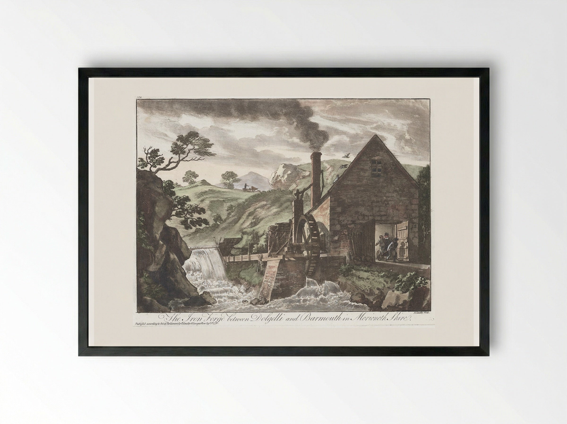 The Iron Forge between Dolgelli and Barmouth in Merioneth Shire - Paul Sandby - Framed Print Black