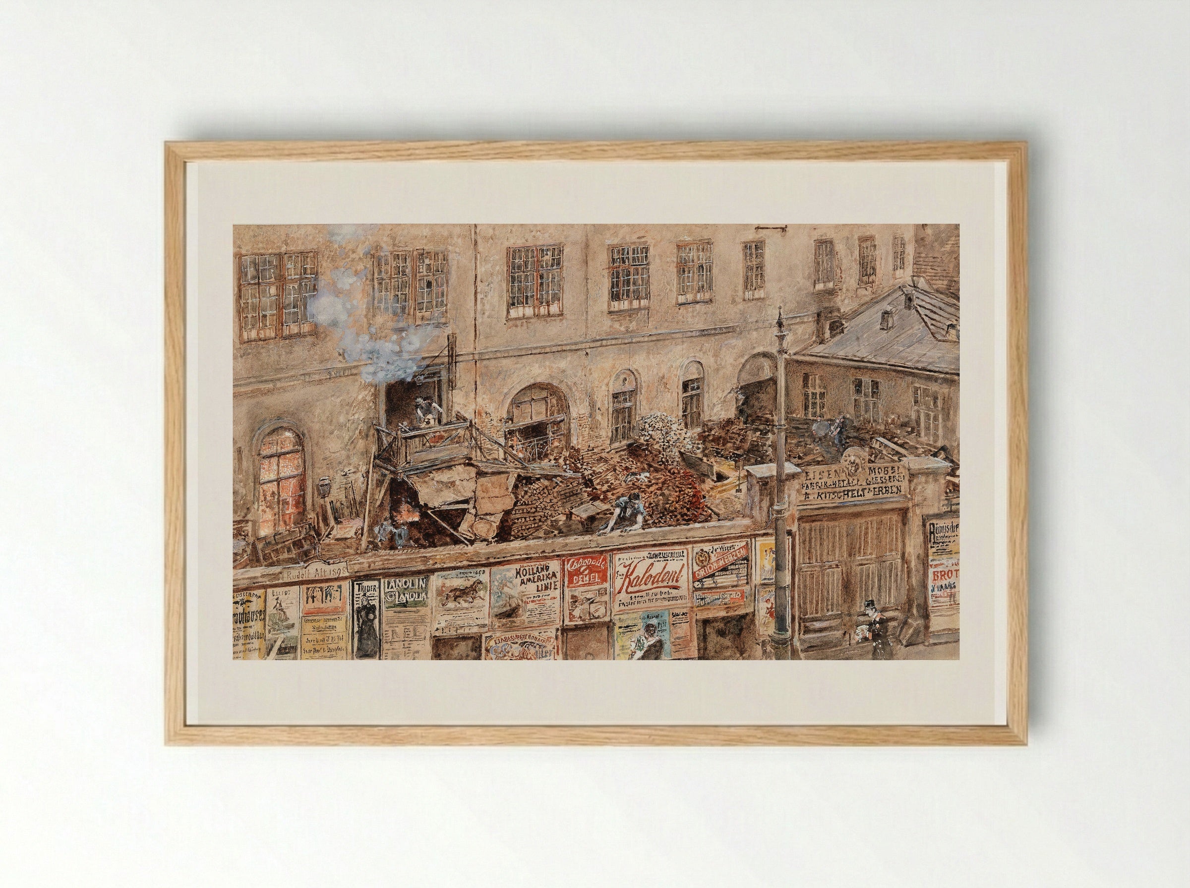 The Iron Foundry in Kitschelt Skodagasse in Vienna - Rudolf von Alt - Framed Print Wood