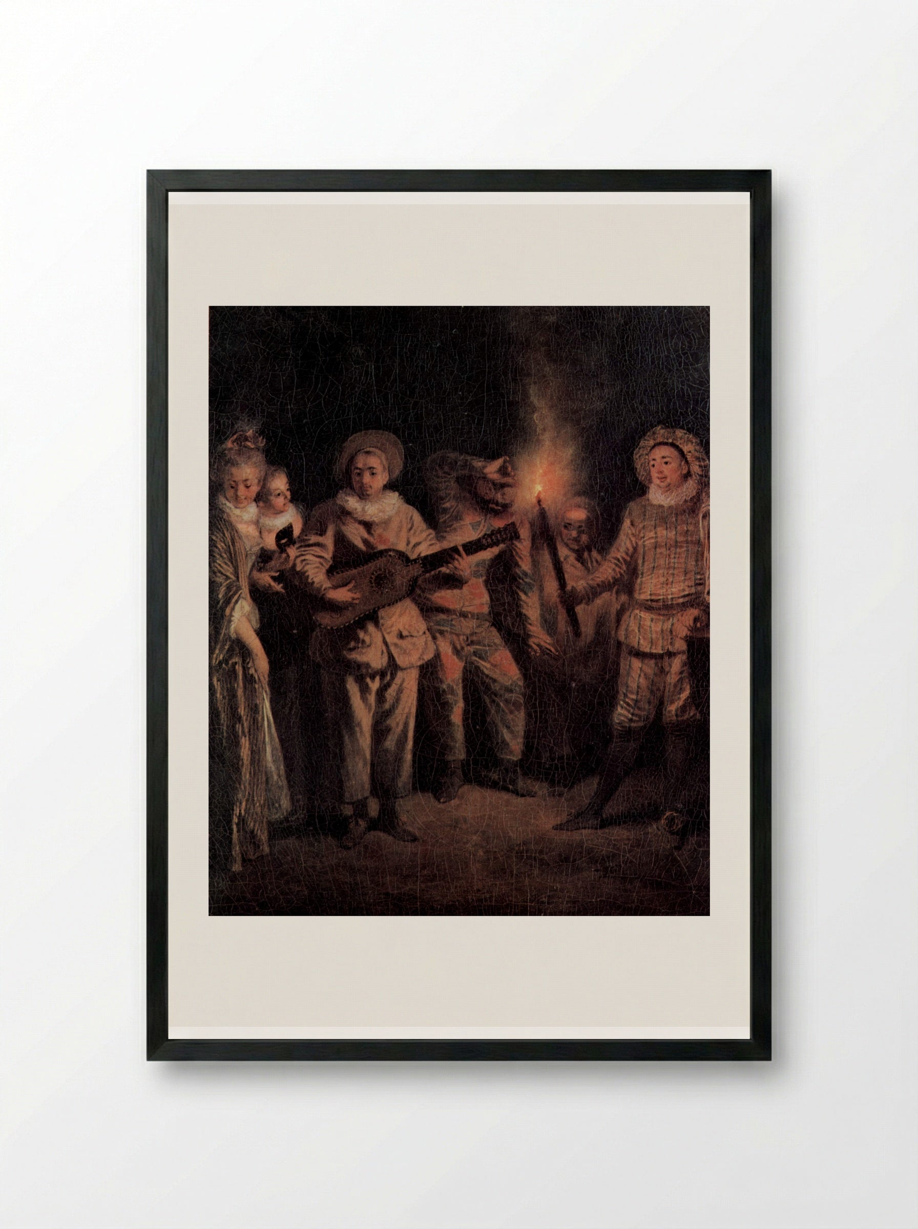 The Italian Comedy - Antoine Watteau - Framed Print Black