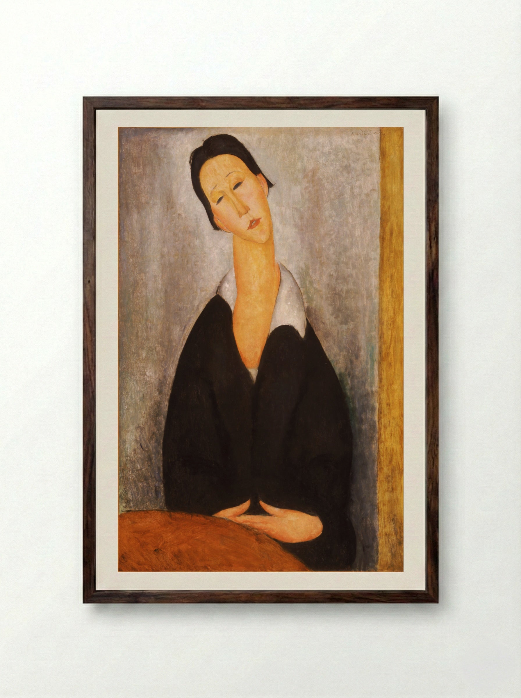 The Italian Woman - Amedeo Modigliani - Framed Print Dark Wood