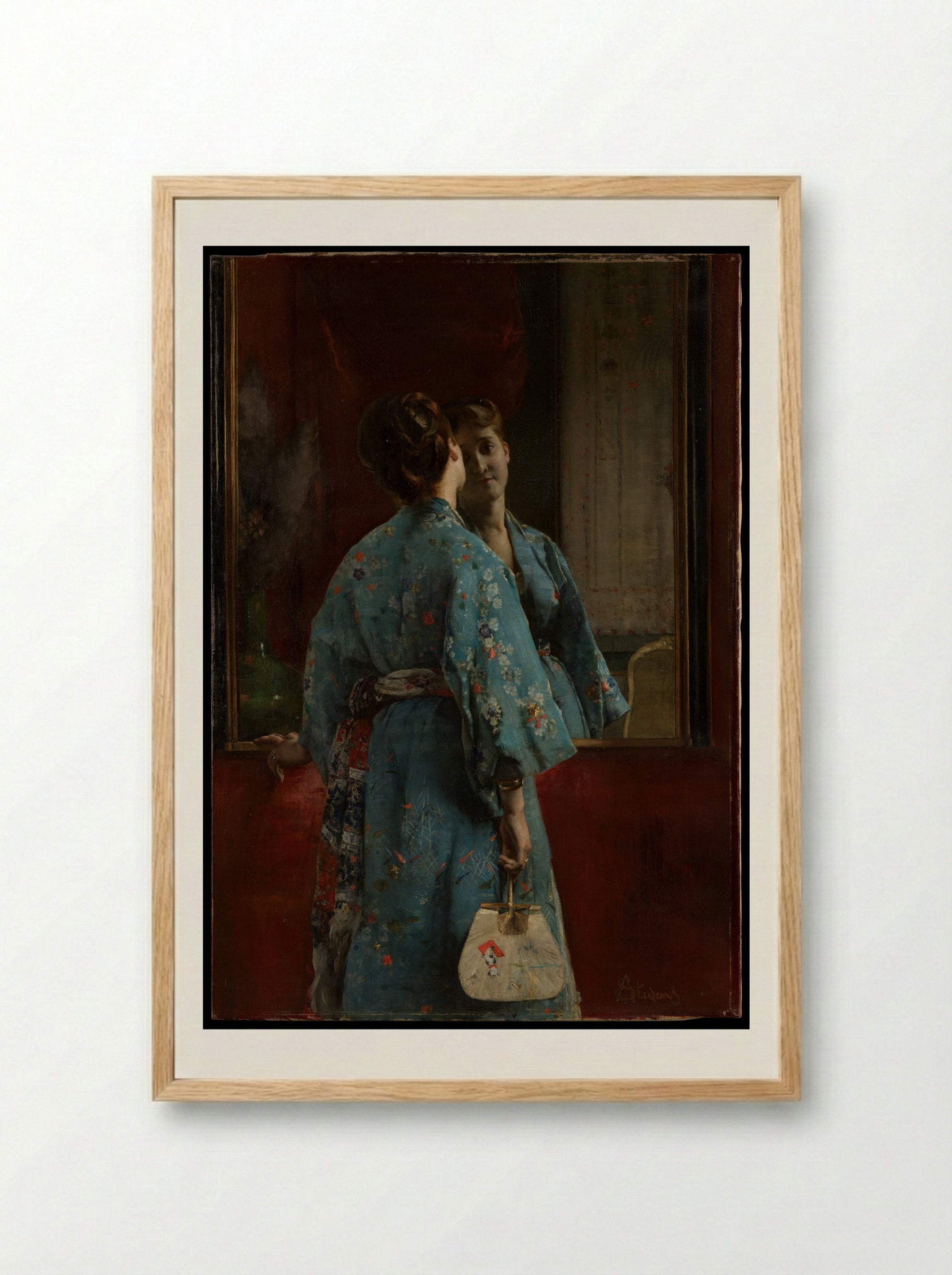 The Japanese Robe - Alfred Stevens - Framed Print Wood