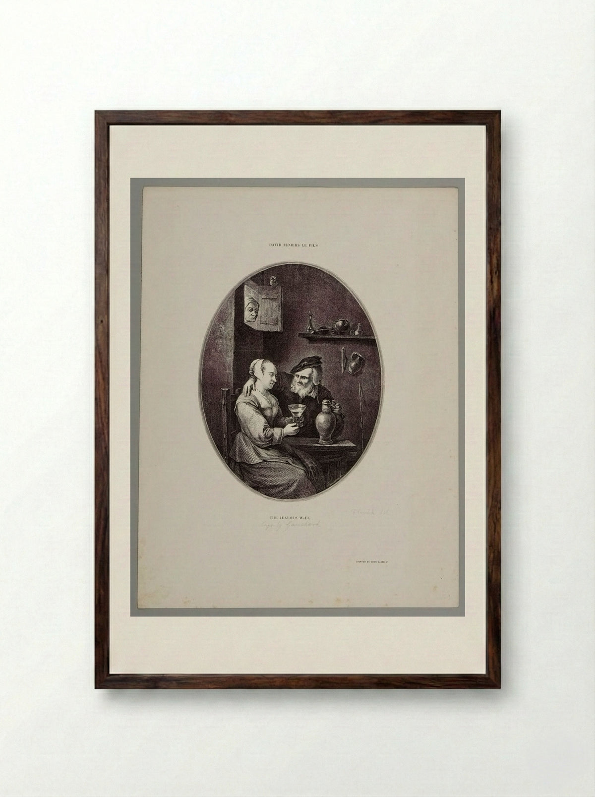 The Jealous Wife - Jean Gauchard - Framed Print Dark Wood