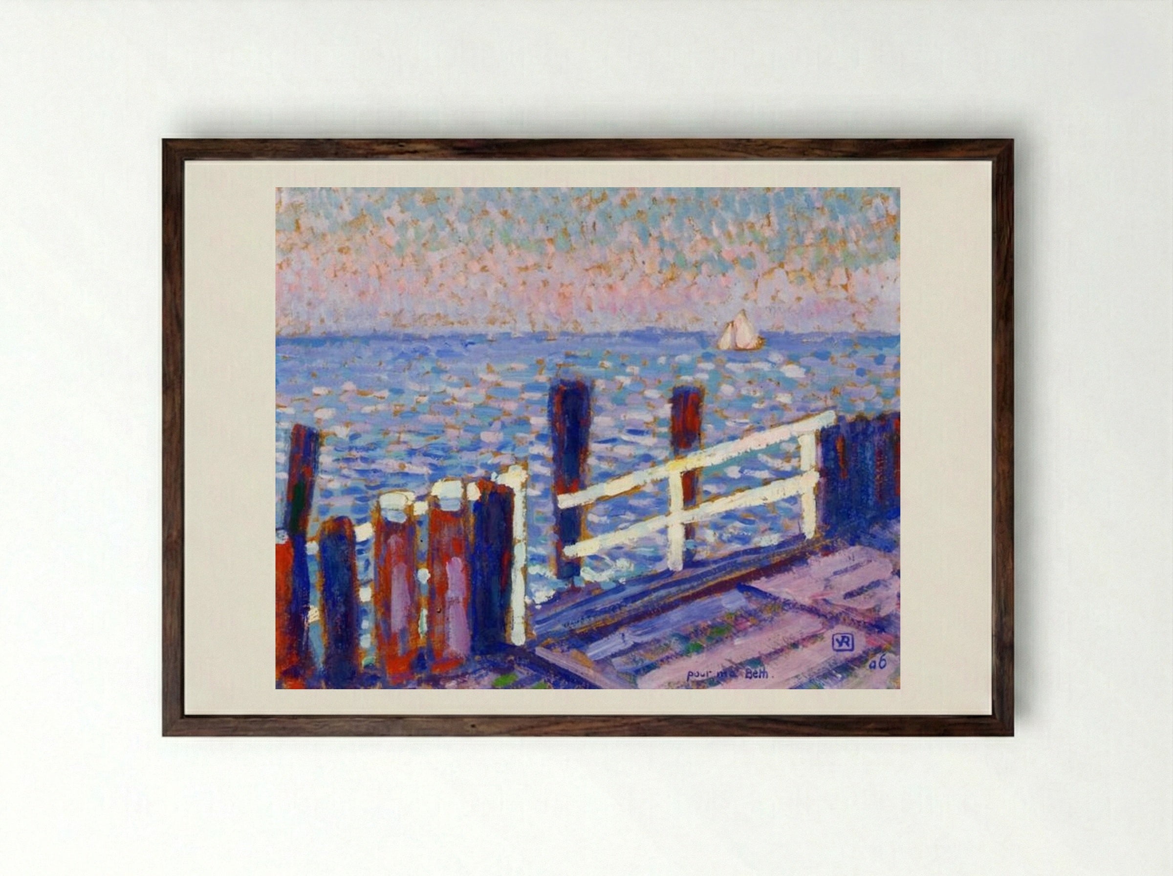The Jetty - Théo van Rysselberghe - Framed Print Dark Wood
