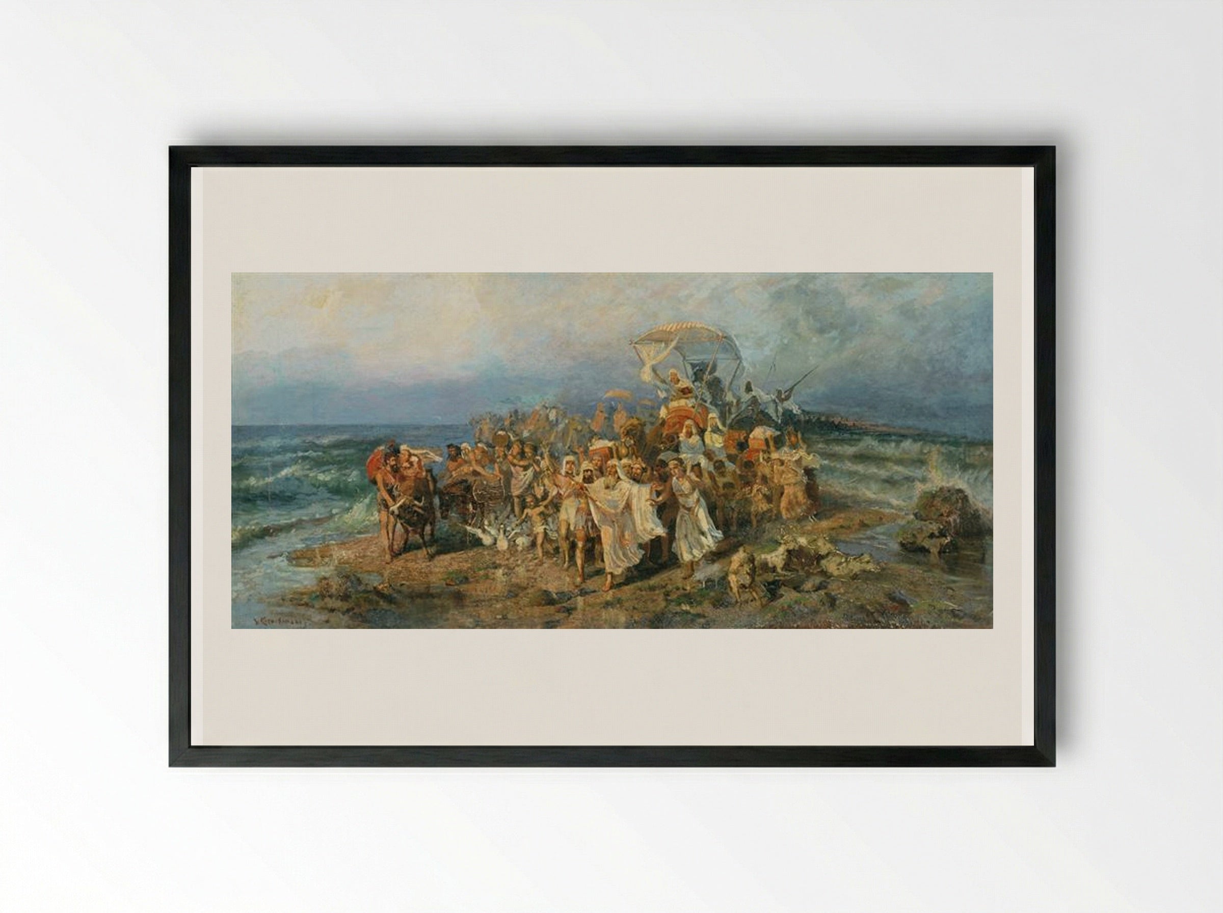 The Jews Crossing the Black Sea - Wilhelm Kotarbinski - Framed Print Black