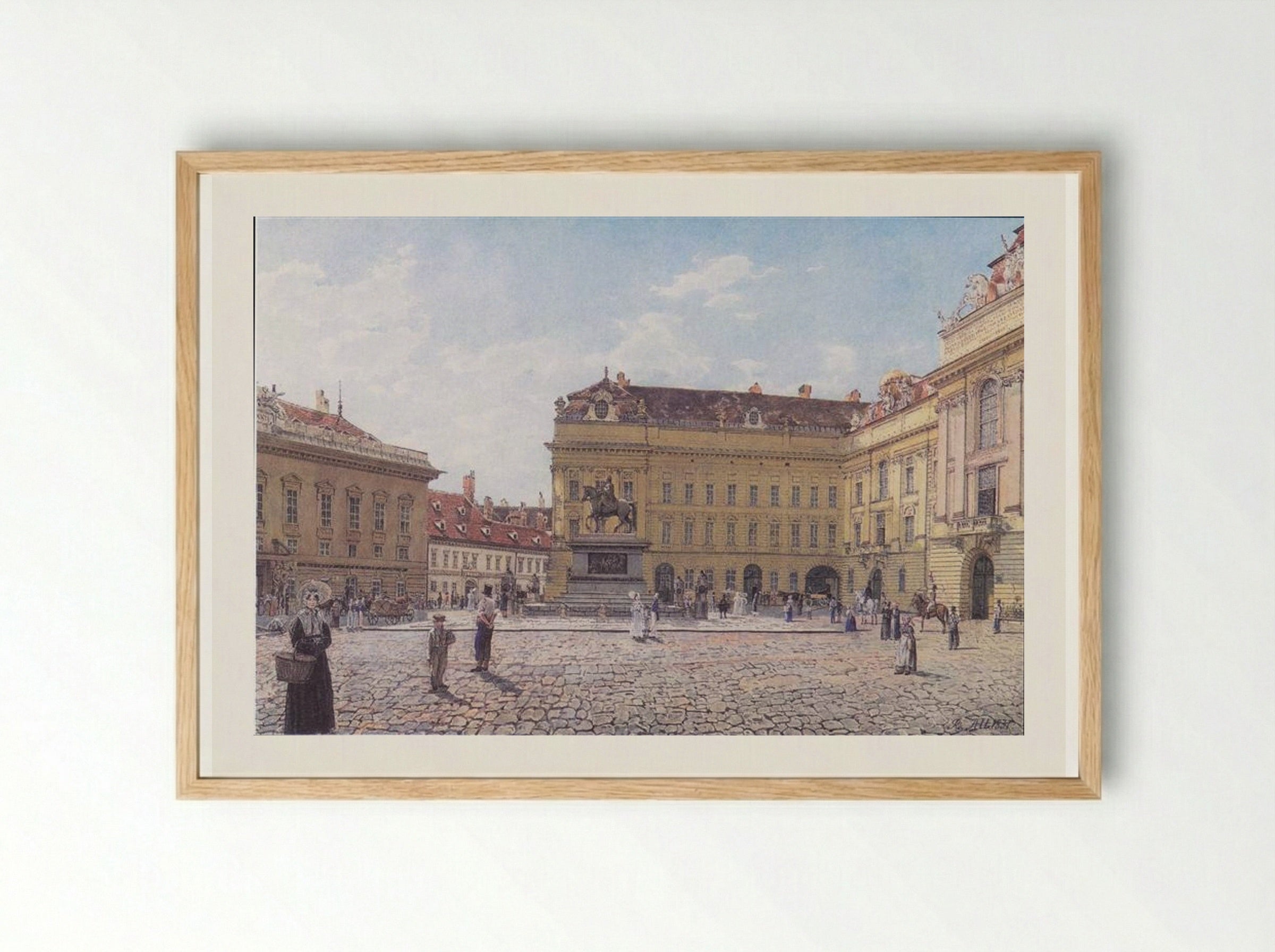 The Josefsplatz in Vienna - Rudolf von Alt - Framed Print Wood